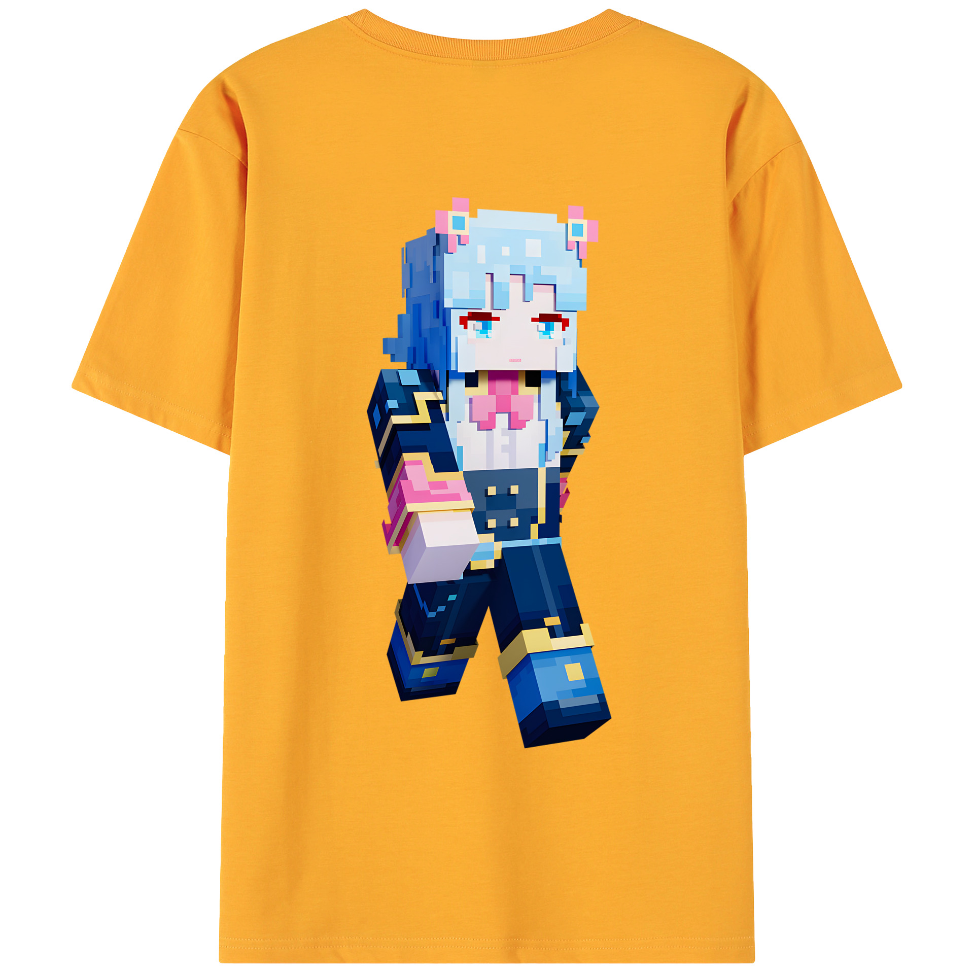（画像用） マインクラフト ブロックの世界 Minecraft MC Block world 綿100％ メンズ半袖Tシャツ（バックプリント） 通気性