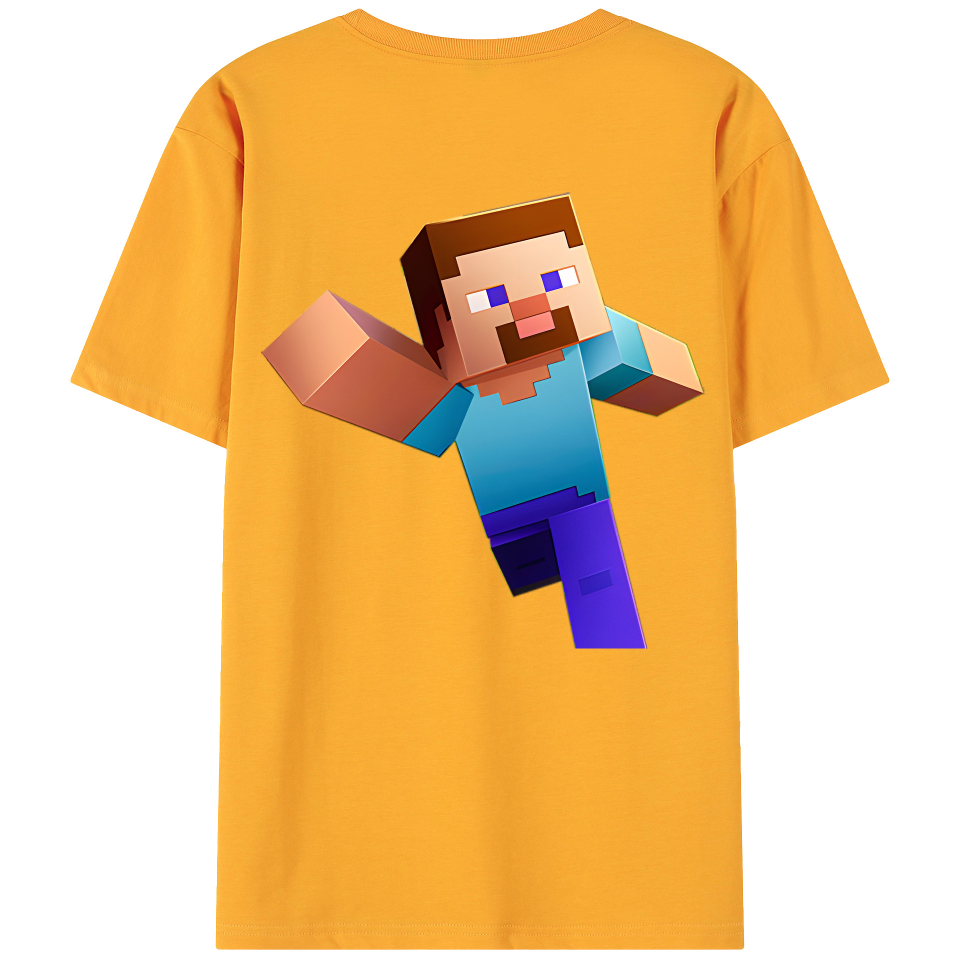 （画像用） マインクラフト ブロックの世界 Minecraft MC Block world 綿100％ メンズ半袖Tシャツ（バックプリント） 通気性