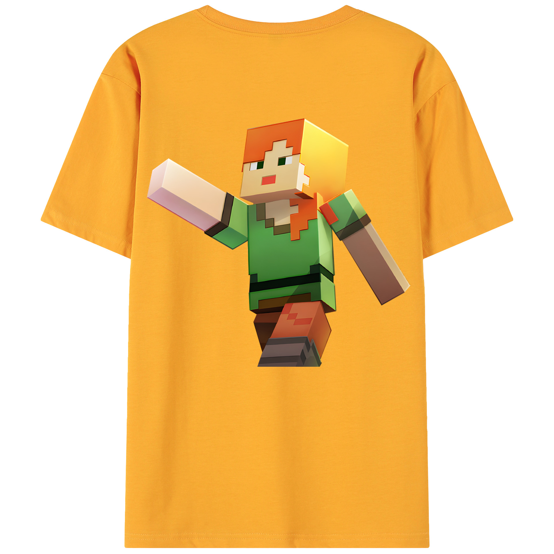 （画像用） マインクラフト ブロックの世界 Minecraft MC Block world 綿100％ メンズ半袖Tシャツ（バックプリント） 通気性
