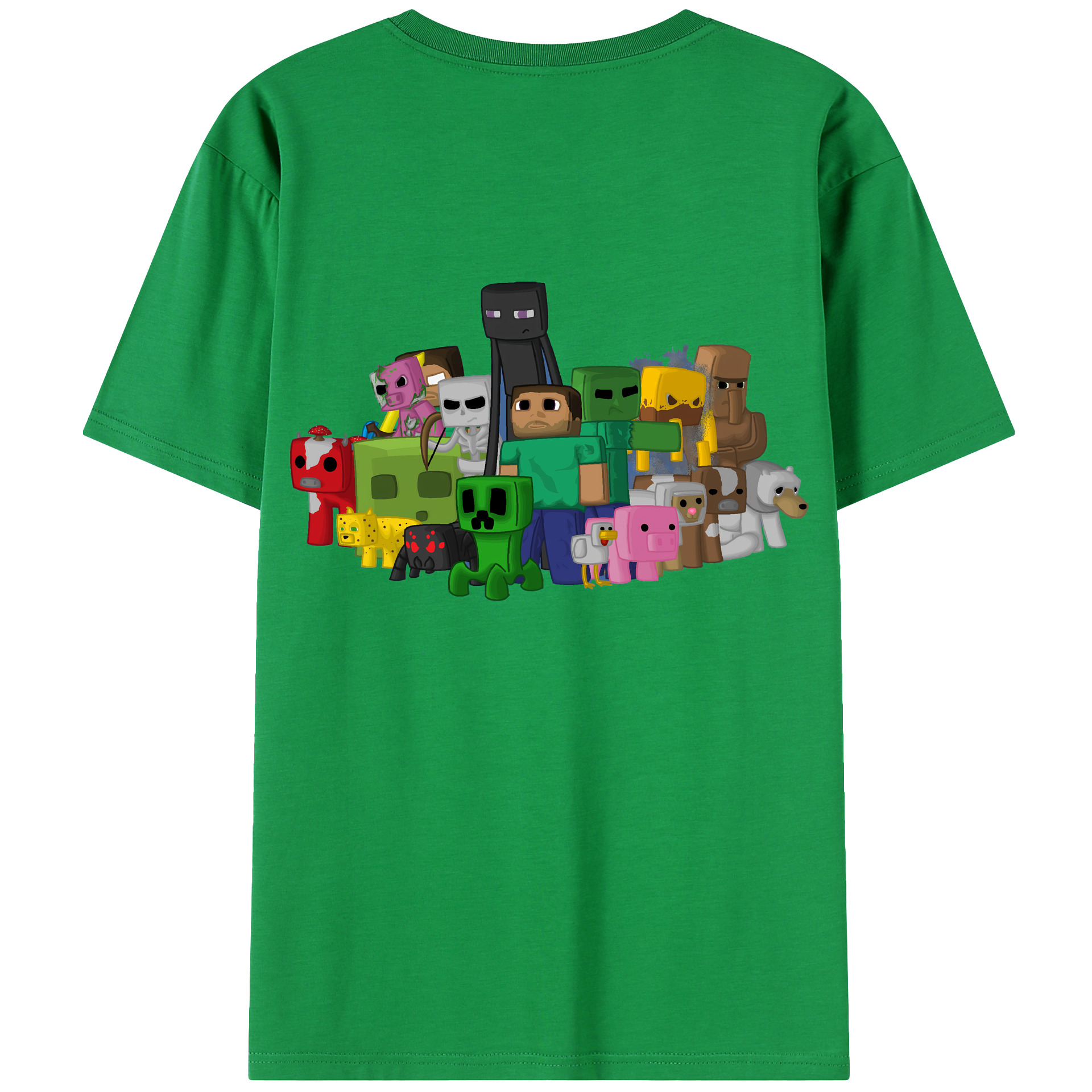 （画像用） マインクラフト ブロックの世界 Minecraft MC Block world 綿100％ メンズ半袖Tシャツ（バックプリント） 通気性