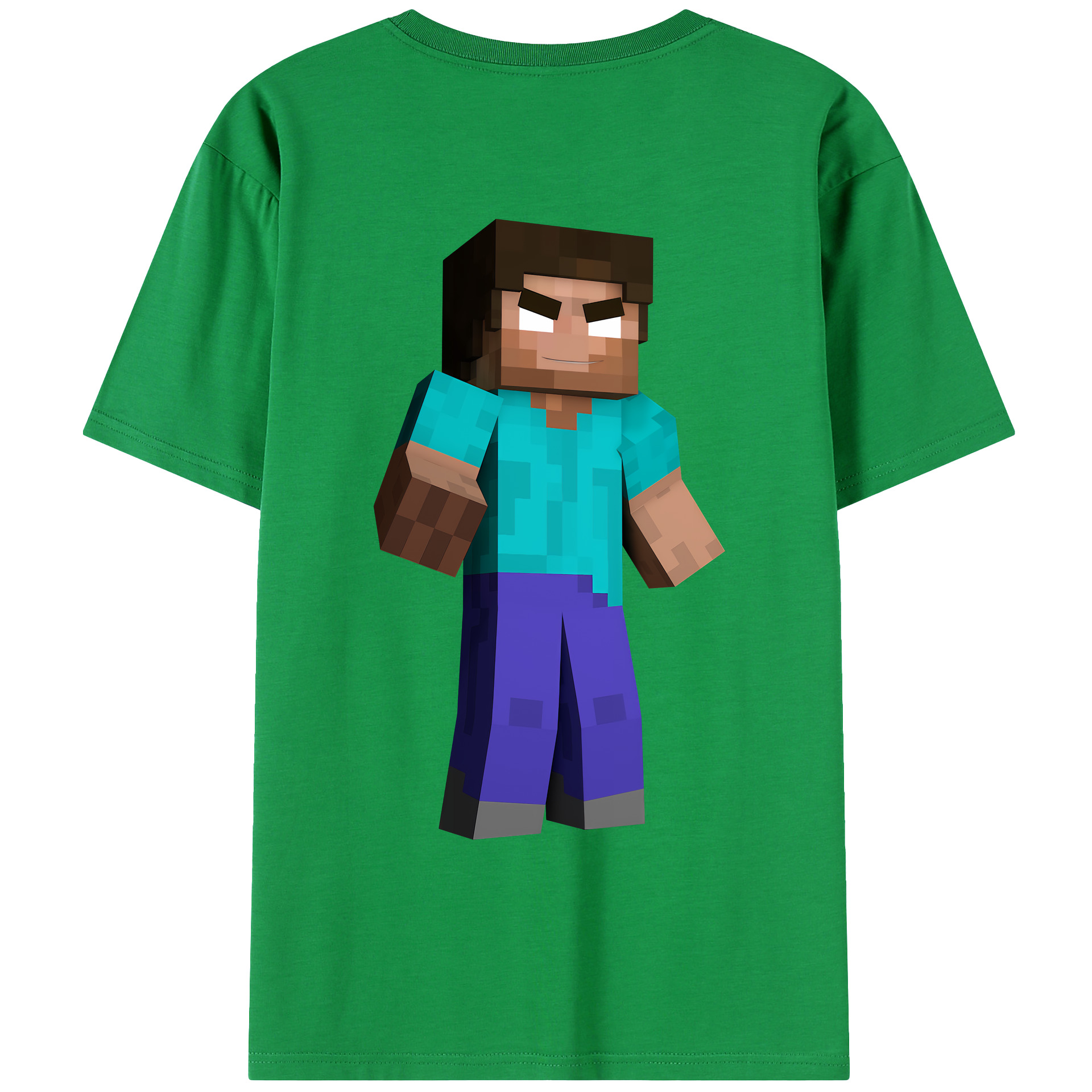 （画像用） マインクラフト ブロックの世界 Minecraft MC Block world 綿100％ メンズ半袖Tシャツ（バックプリント） 通気性