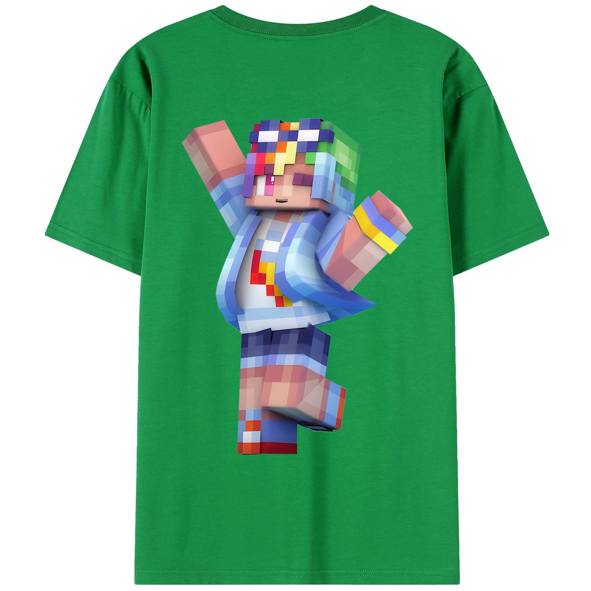 （画像用） マインクラフト ブロックの世界 Minecraft MC Block world 綿100％ メンズ半袖Tシャツ（バックプリント） 通気性