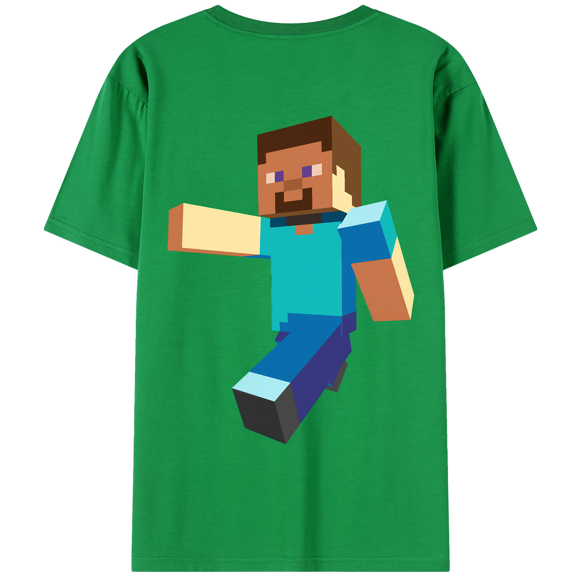（画像用） マインクラフト ブロックの世界 Minecraft MC Block world 綿100％ メンズ半袖Tシャツ（バックプリント） 通気性