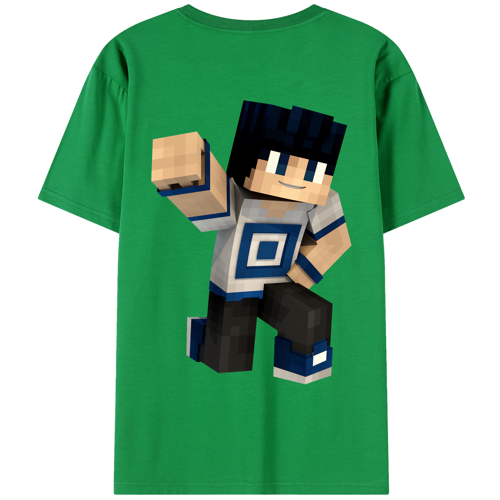 （画像用） マインクラフト ブロックの世界 Minecraft MC Block world 綿100％ メンズ半袖Tシャツ（バックプリント） 通気性