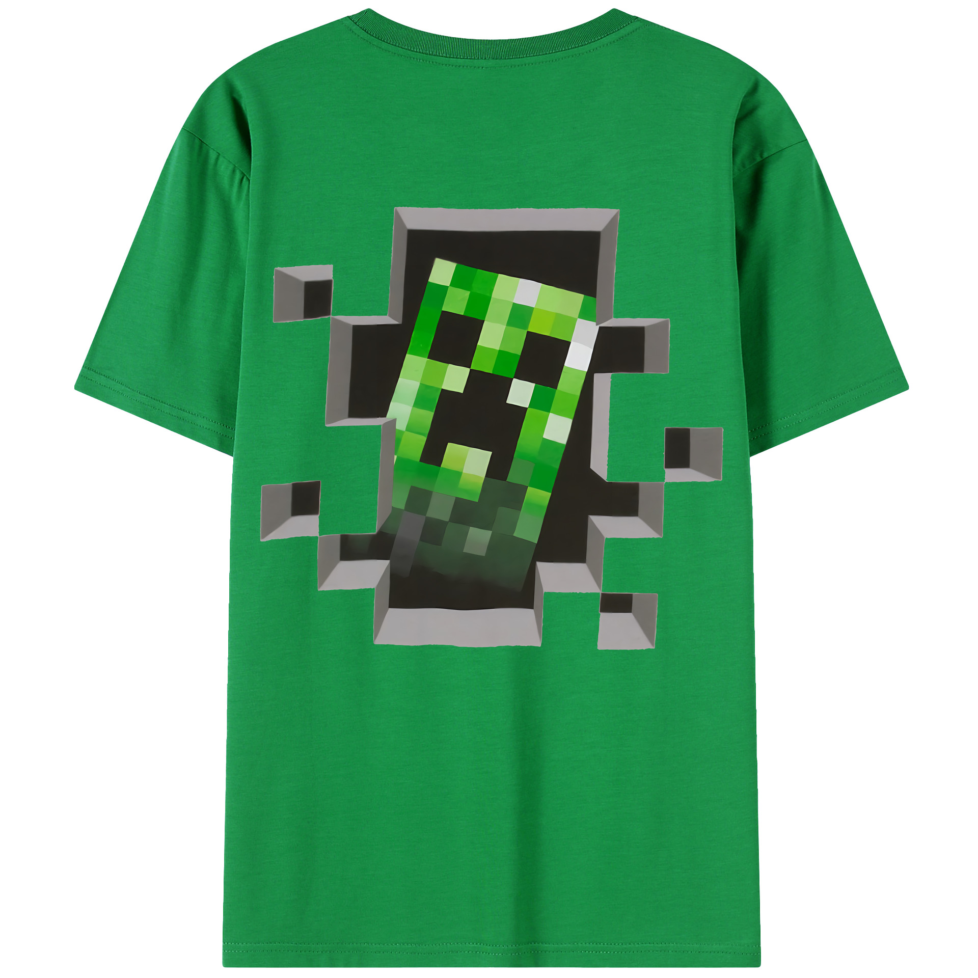 （画像用） マインクラフト ブロックの世界 Minecraft MC Block world 綿100％ メンズ半袖Tシャツ（バックプリント） 通気性