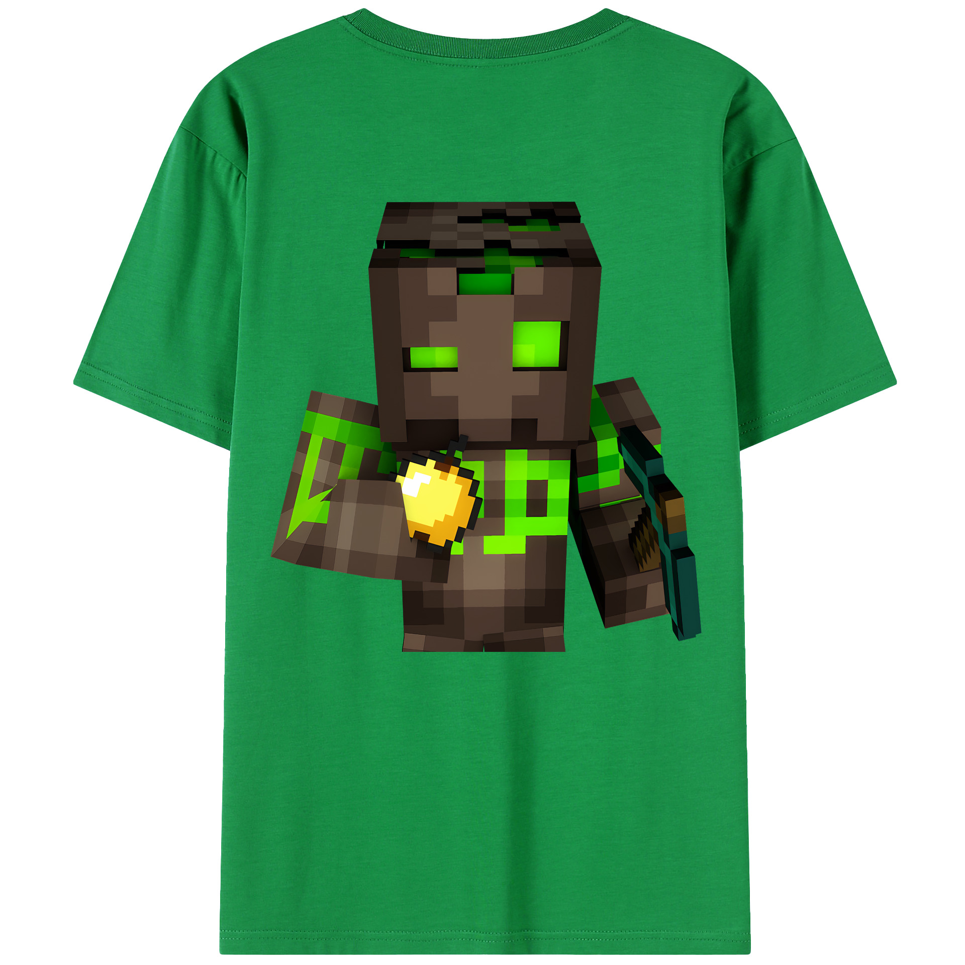 （画像用） マインクラフト ブロックの世界 Minecraft MC Block world 綿100％ メンズ半袖Tシャツ（バックプリント） 通気性