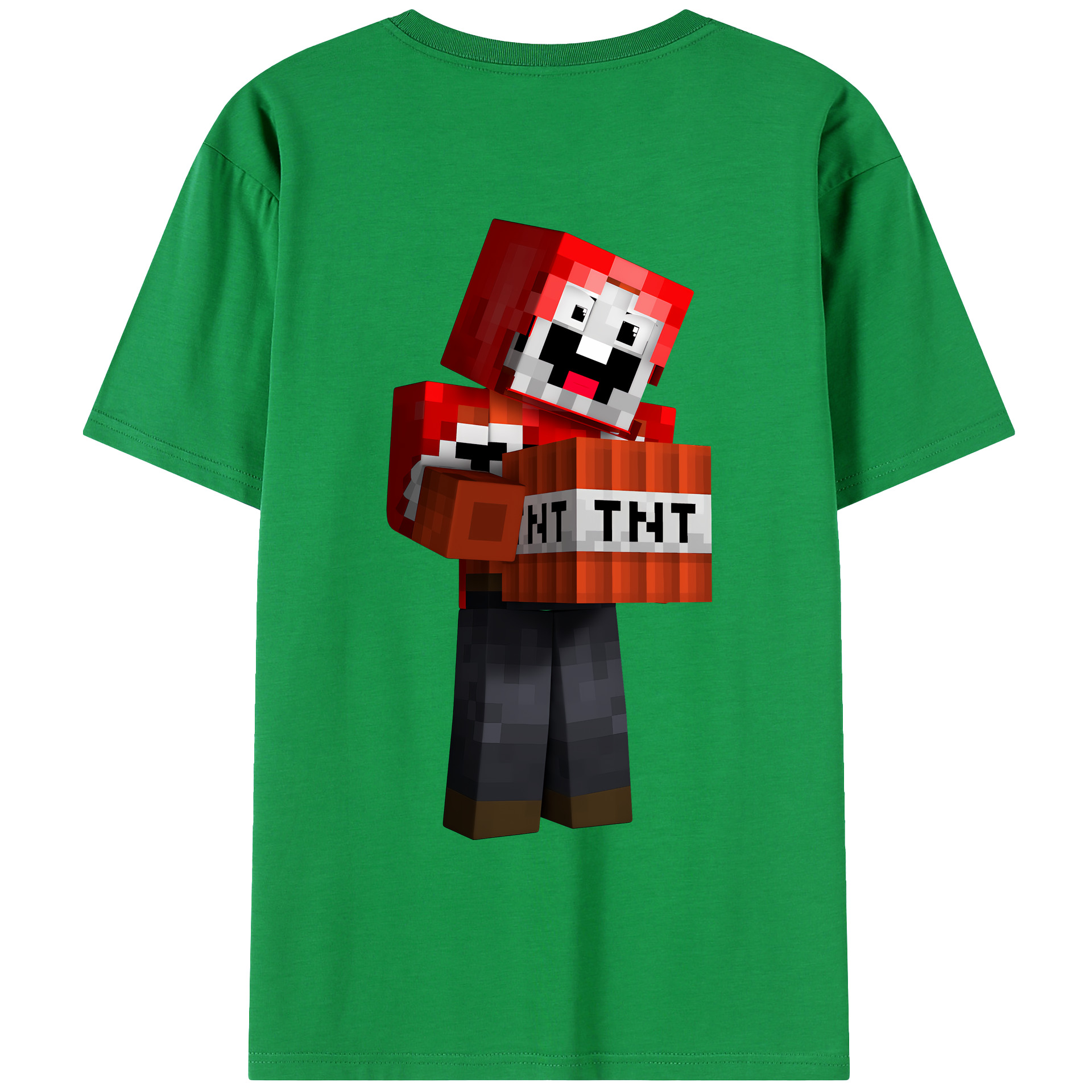 （画像用） マインクラフト ブロックの世界 Minecraft MC Block world 綿100％ メンズ半袖Tシャツ（バックプリント） 通気性