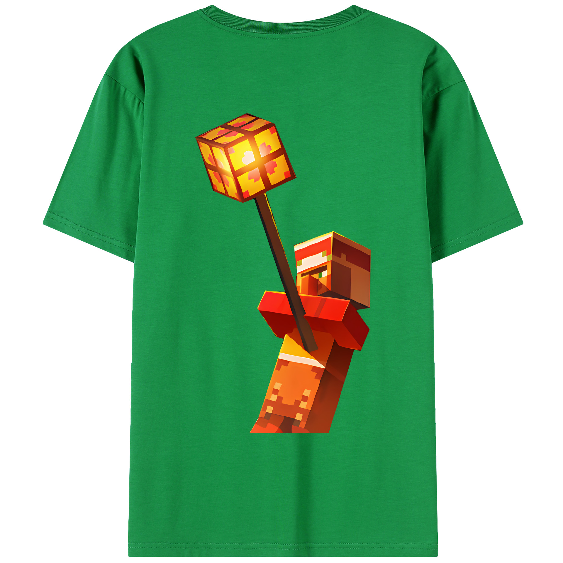 （画像用） マインクラフト ブロックの世界 Minecraft MC Block world 綿100％ メンズ半袖Tシャツ（バックプリント） 通気性