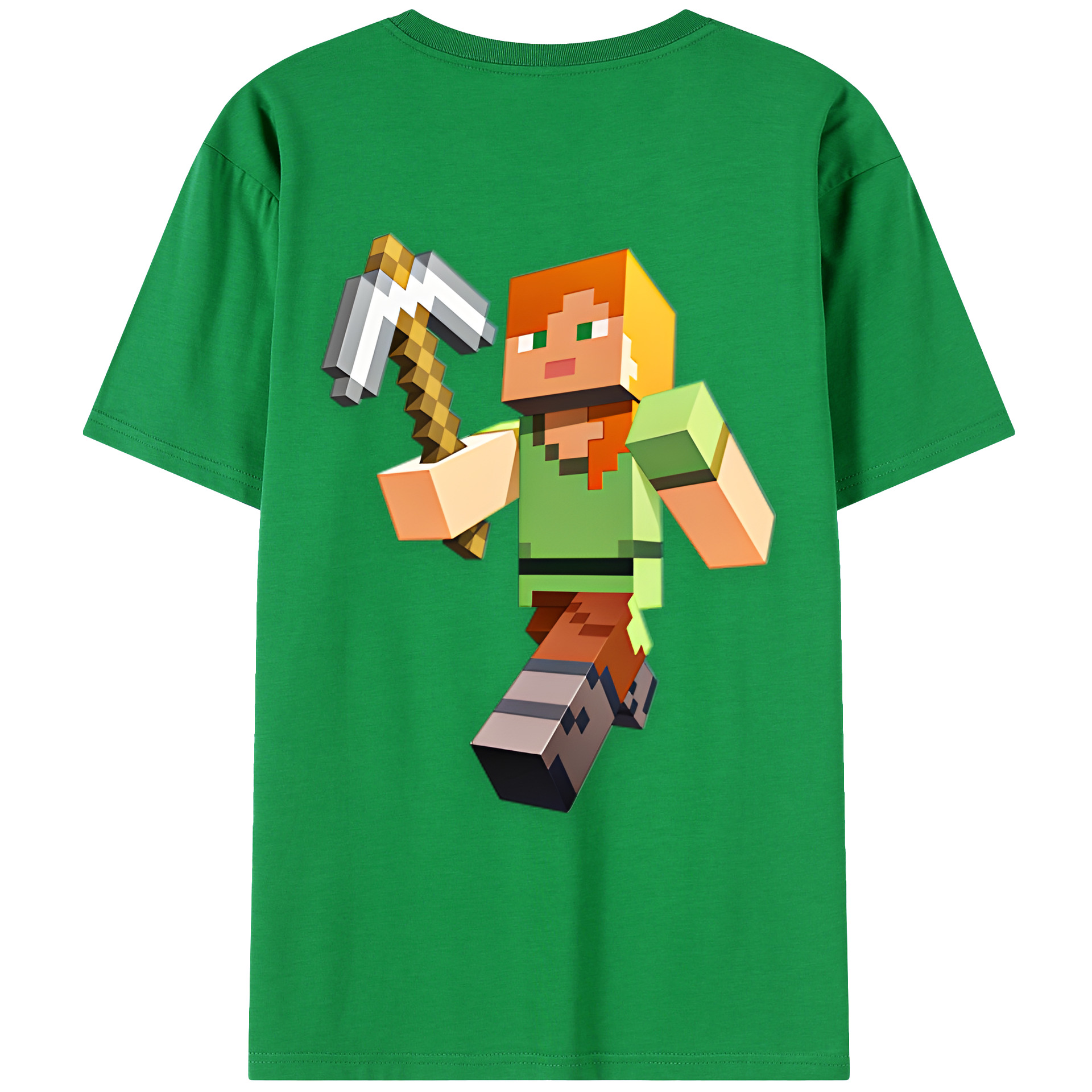 （画像用） マインクラフト ブロックの世界 Minecraft MC Block world 綿100％ メンズ半袖Tシャツ（バックプリント） 通気性