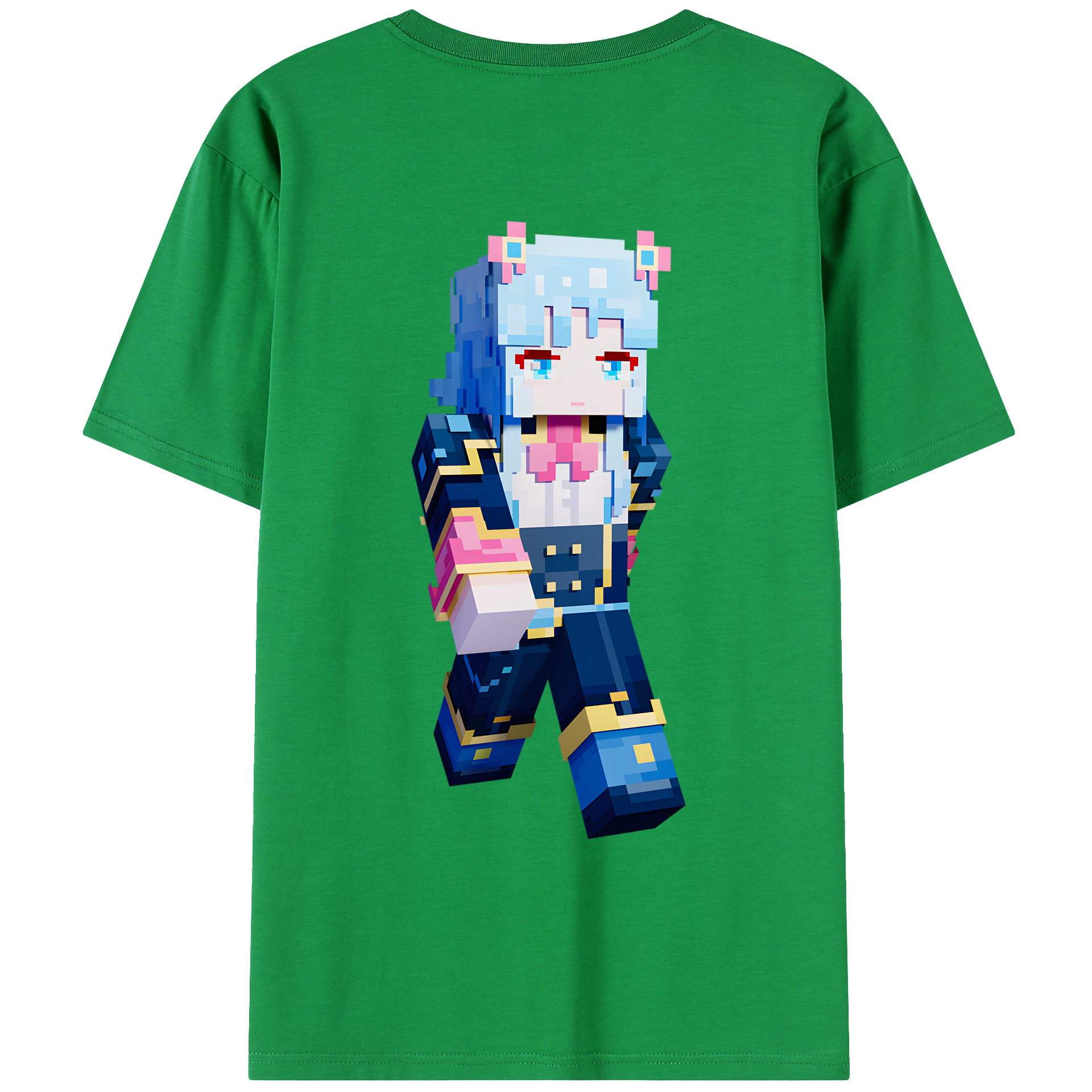 （画像用） マインクラフト ブロックの世界 Minecraft MC Block world 綿100％ メンズ半袖Tシャツ（バックプリント） 通気性