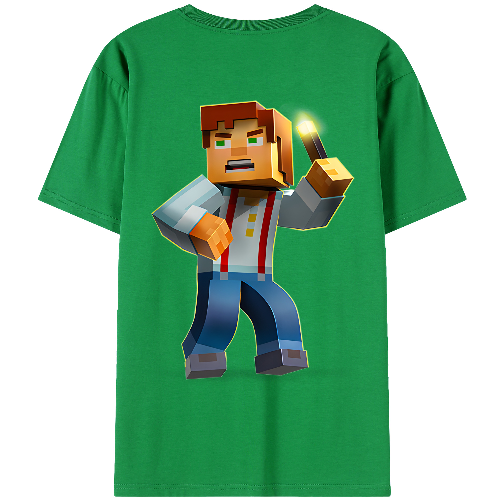 （画像用） マインクラフト ブロックの世界 Minecraft MC Block world 綿100％ メンズ半袖Tシャツ（バックプリント） 通気性