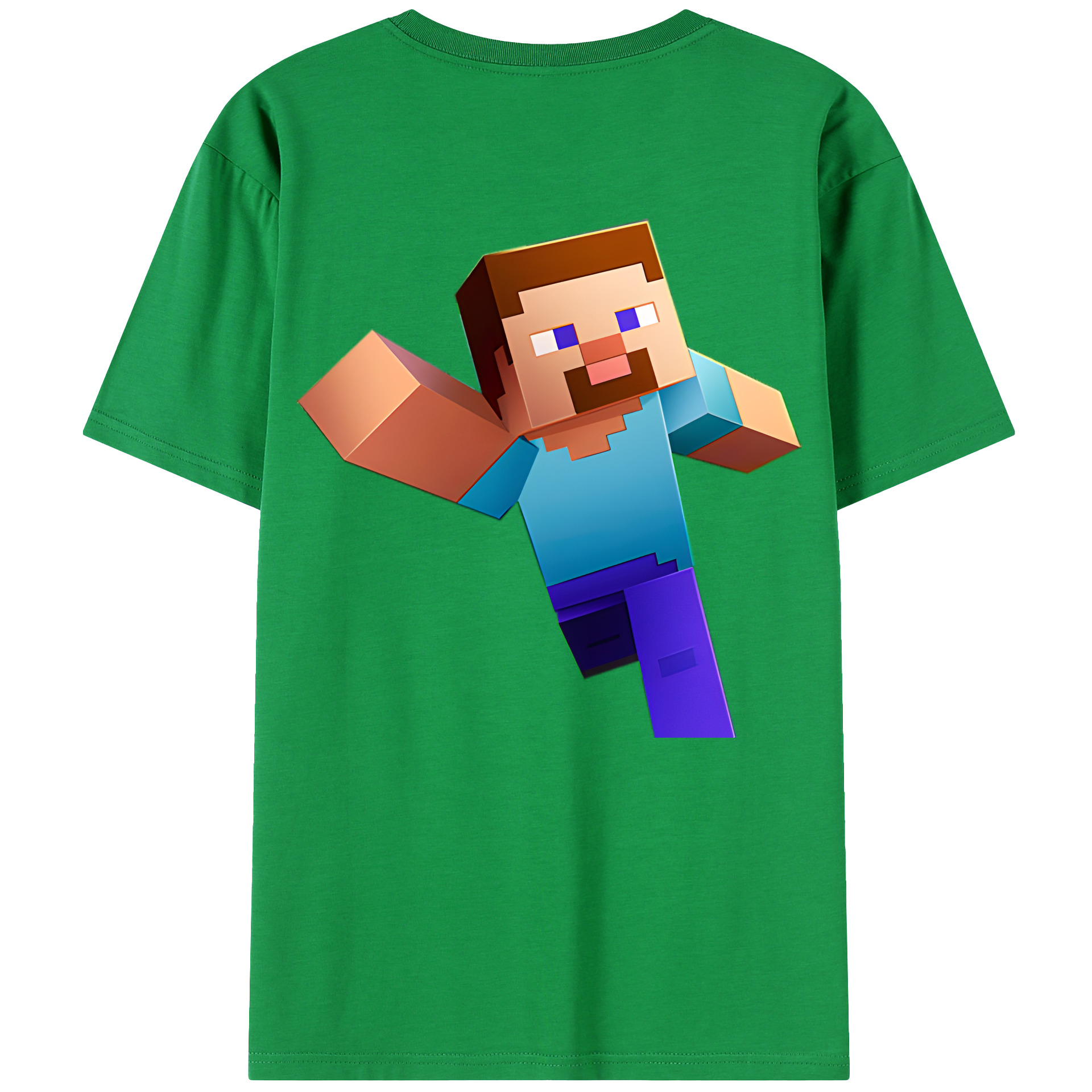 （画像用） マインクラフト ブロックの世界 Minecraft MC Block world 綿100％ メンズ半袖Tシャツ（バックプリント） 通気性