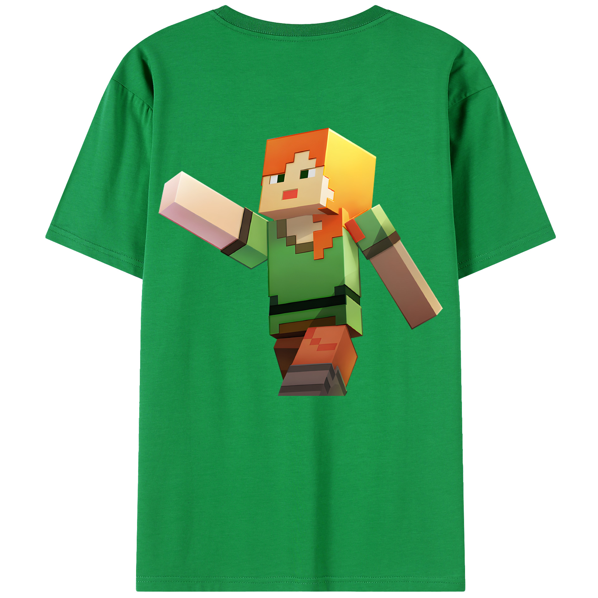 （画像用） マインクラフト ブロックの世界 Minecraft MC Block world 綿100％ メンズ半袖Tシャツ（バックプリント） 通気性