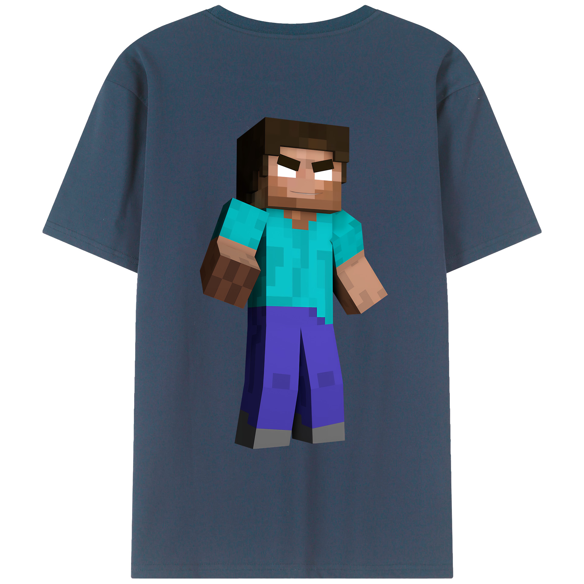 （画像用） マインクラフト ブロックの世界 Minecraft MC Block world 綿100％ メンズ半袖Tシャツ（バックプリント） 通気性