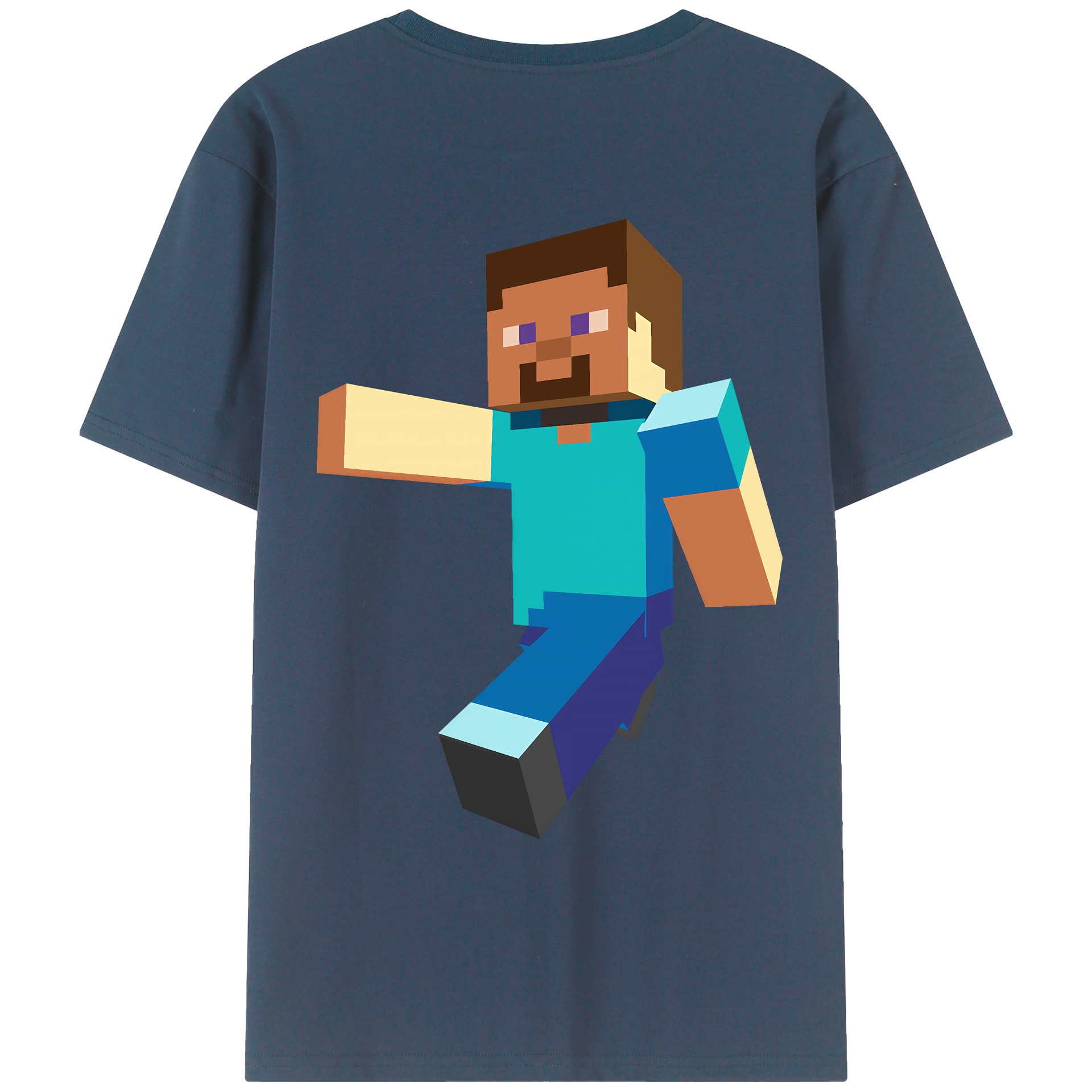 （画像用） マインクラフト ブロックの世界 Minecraft MC Block world 綿100％ メンズ半袖Tシャツ（バックプリント） 通気性