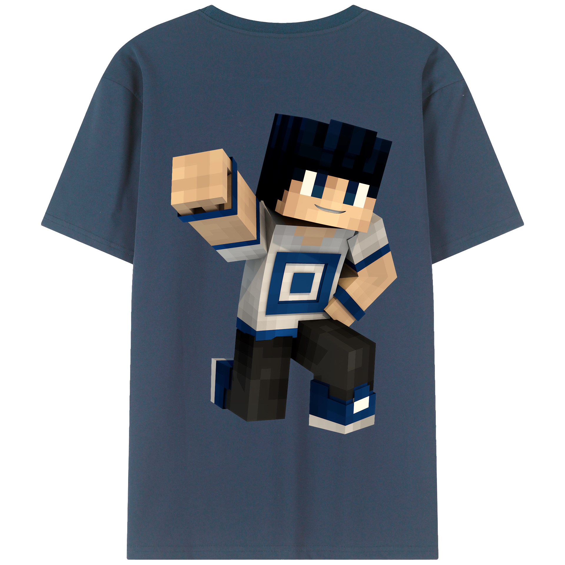 （画像用） マインクラフト ブロックの世界 Minecraft MC Block world 綿100％ メンズ半袖Tシャツ（バックプリント） 通気性