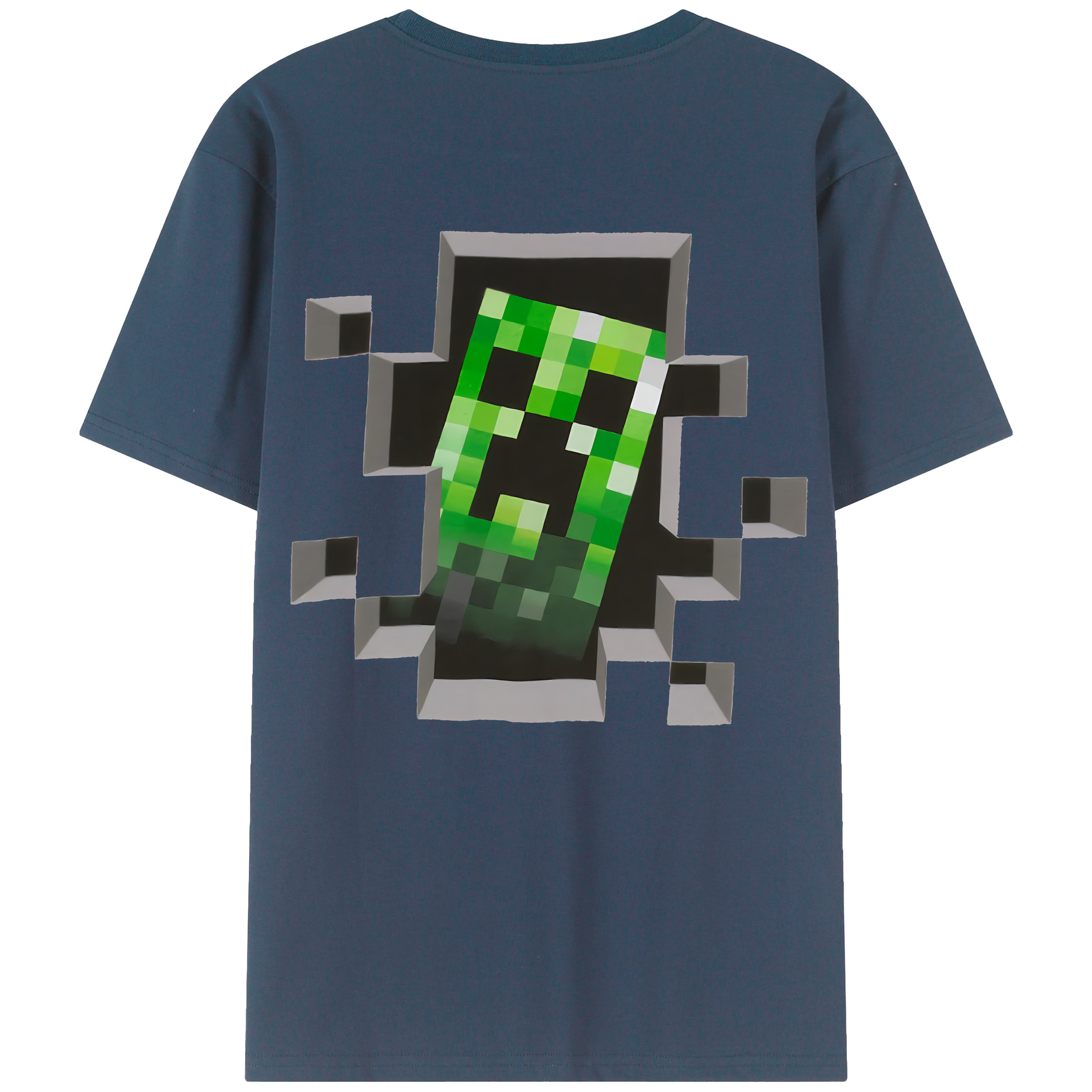（画像用） マインクラフト ブロックの世界 Minecraft MC Block world 綿100％ メンズ半袖Tシャツ（バックプリント） 通気性