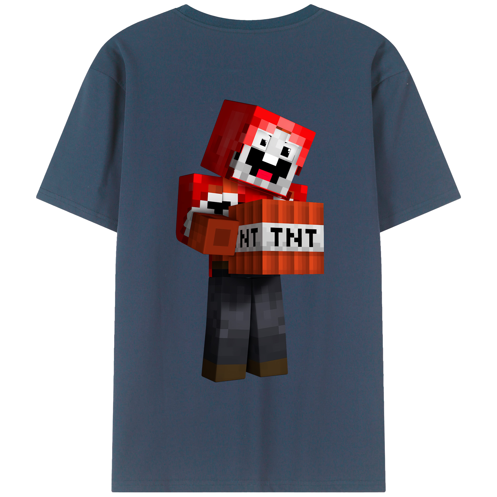 （画像用） マインクラフト ブロックの世界 Minecraft MC Block world 綿100％ メンズ半袖Tシャツ（バックプリント） 通気性