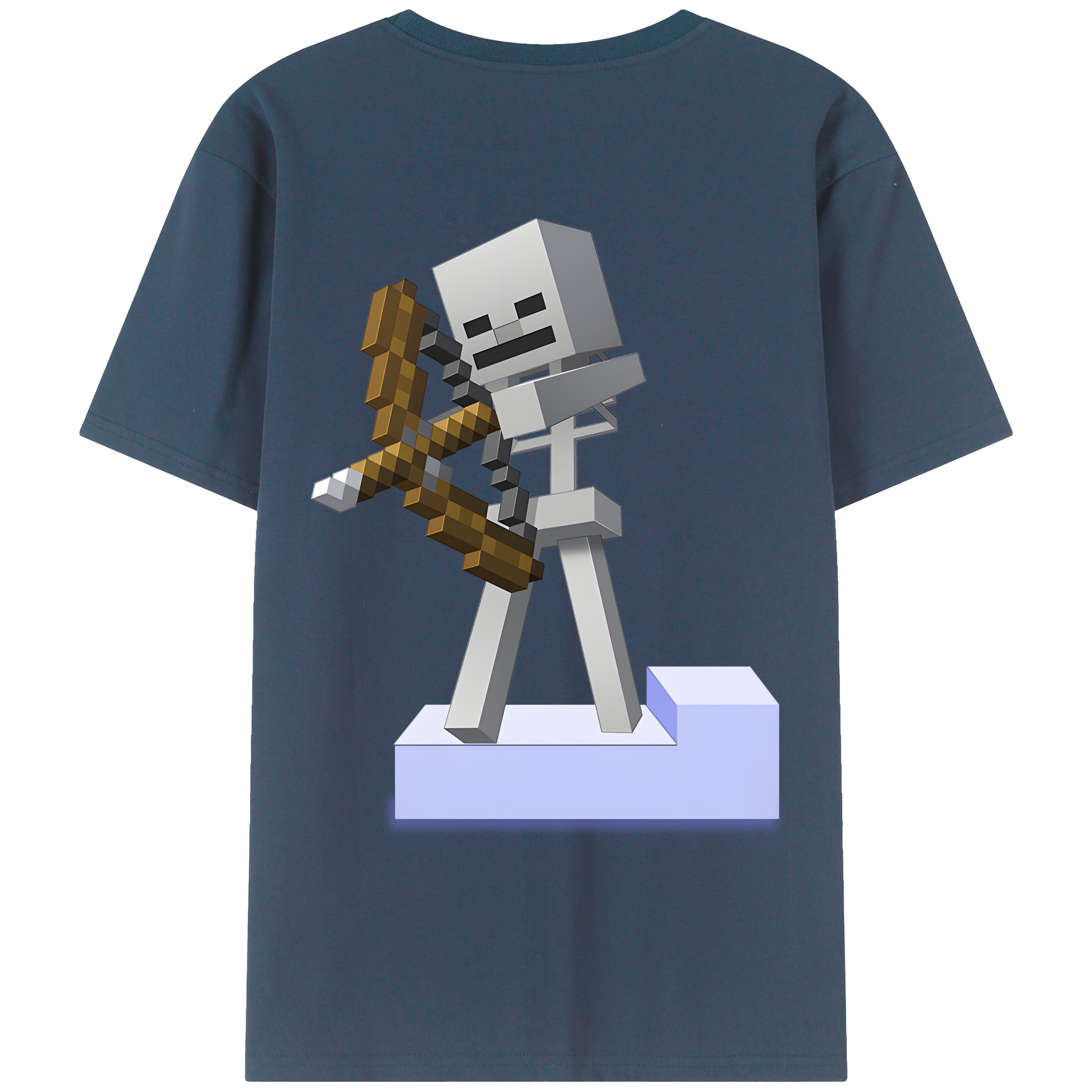 （画像用） マインクラフト ブロックの世界 Minecraft MC Block world 綿100％ メンズ半袖Tシャツ（バックプリント） 通気性