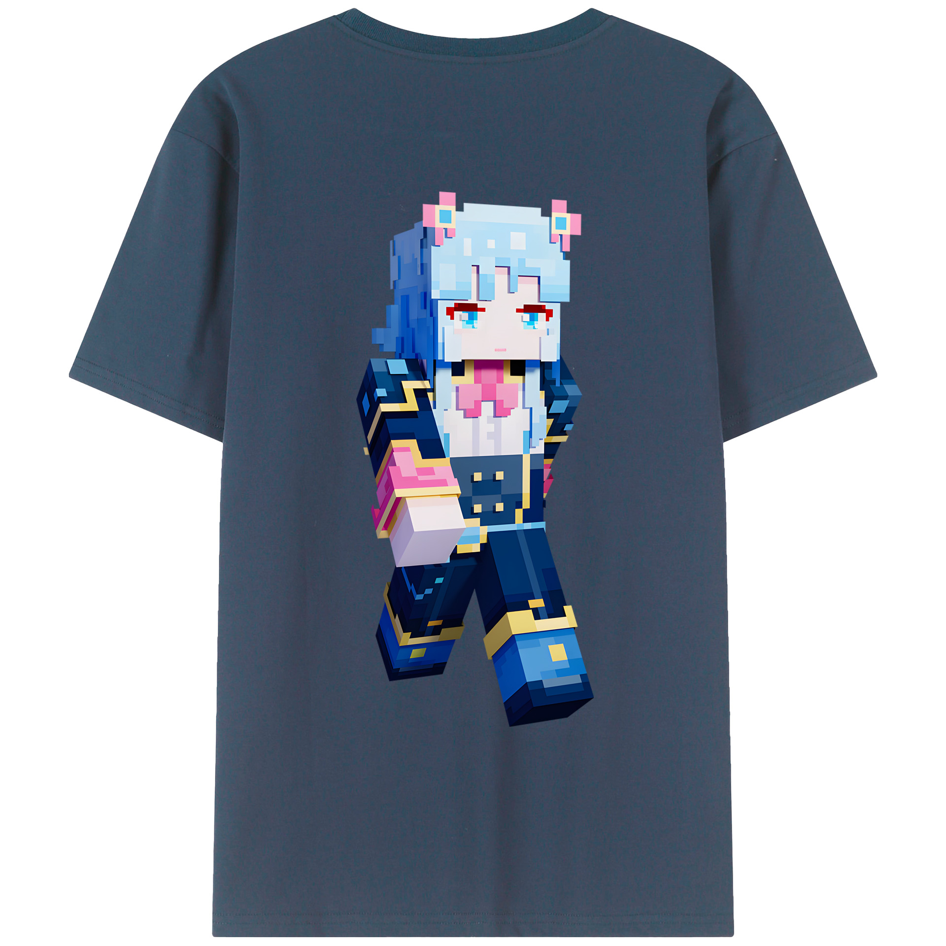 （画像用） マインクラフト ブロックの世界 Minecraft MC Block world 綿100％ メンズ半袖Tシャツ（バックプリント） 通気性