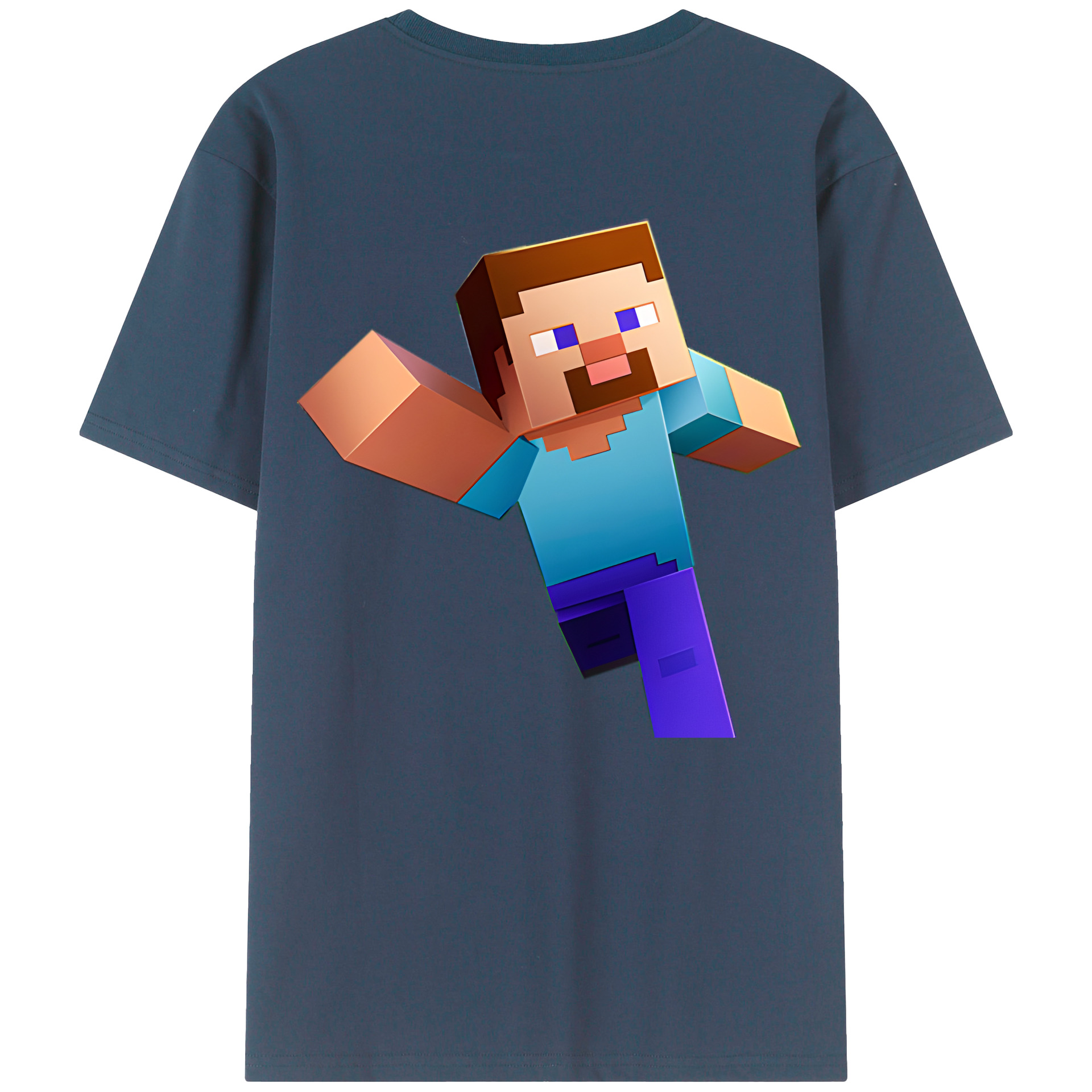 （画像用） マインクラフト ブロックの世界 Minecraft MC Block world 綿100％ メンズ半袖Tシャツ（バックプリント） 通気性