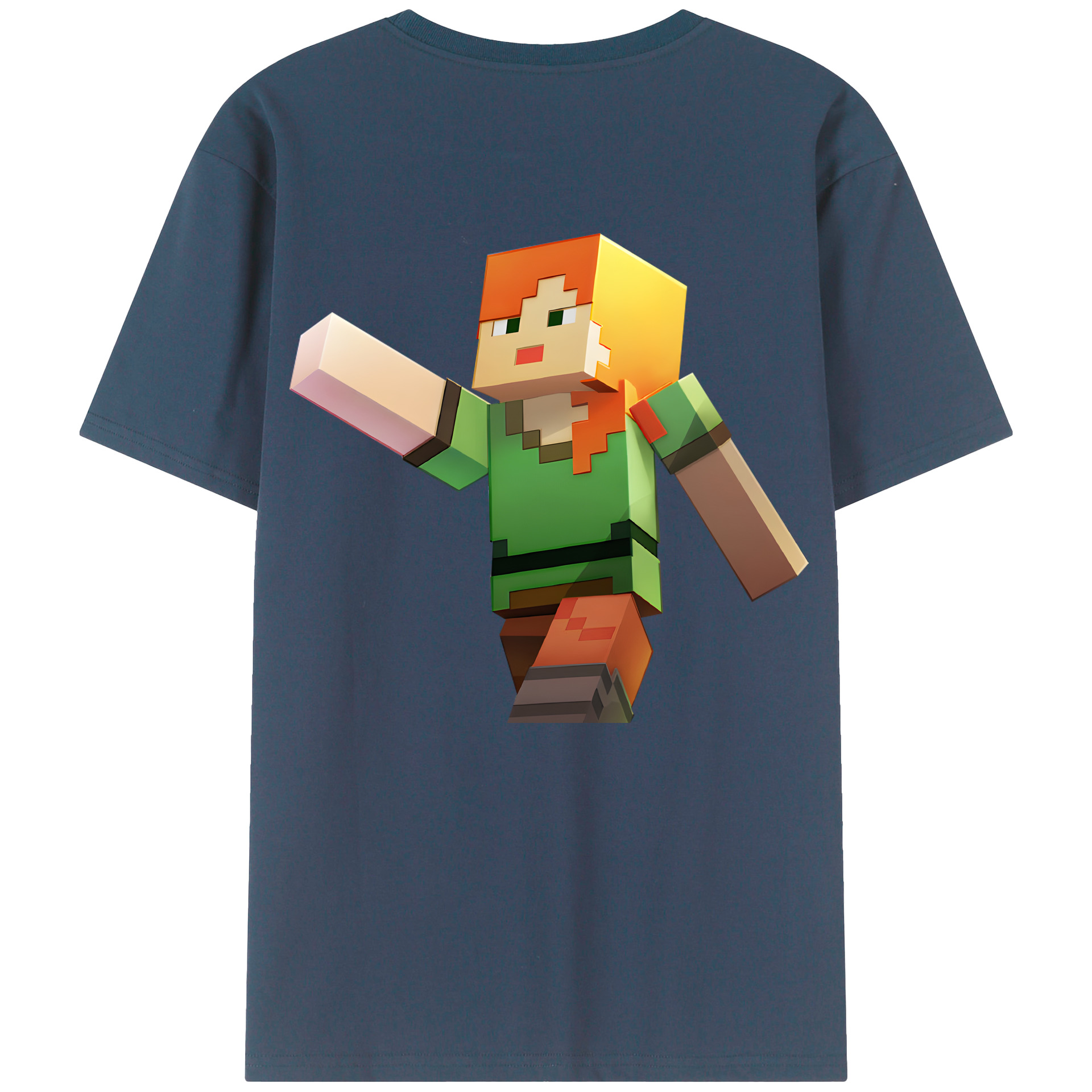 （画像用） マインクラフト ブロックの世界 Minecraft MC Block world 綿100％ メンズ半袖Tシャツ（バックプリント） 通気性