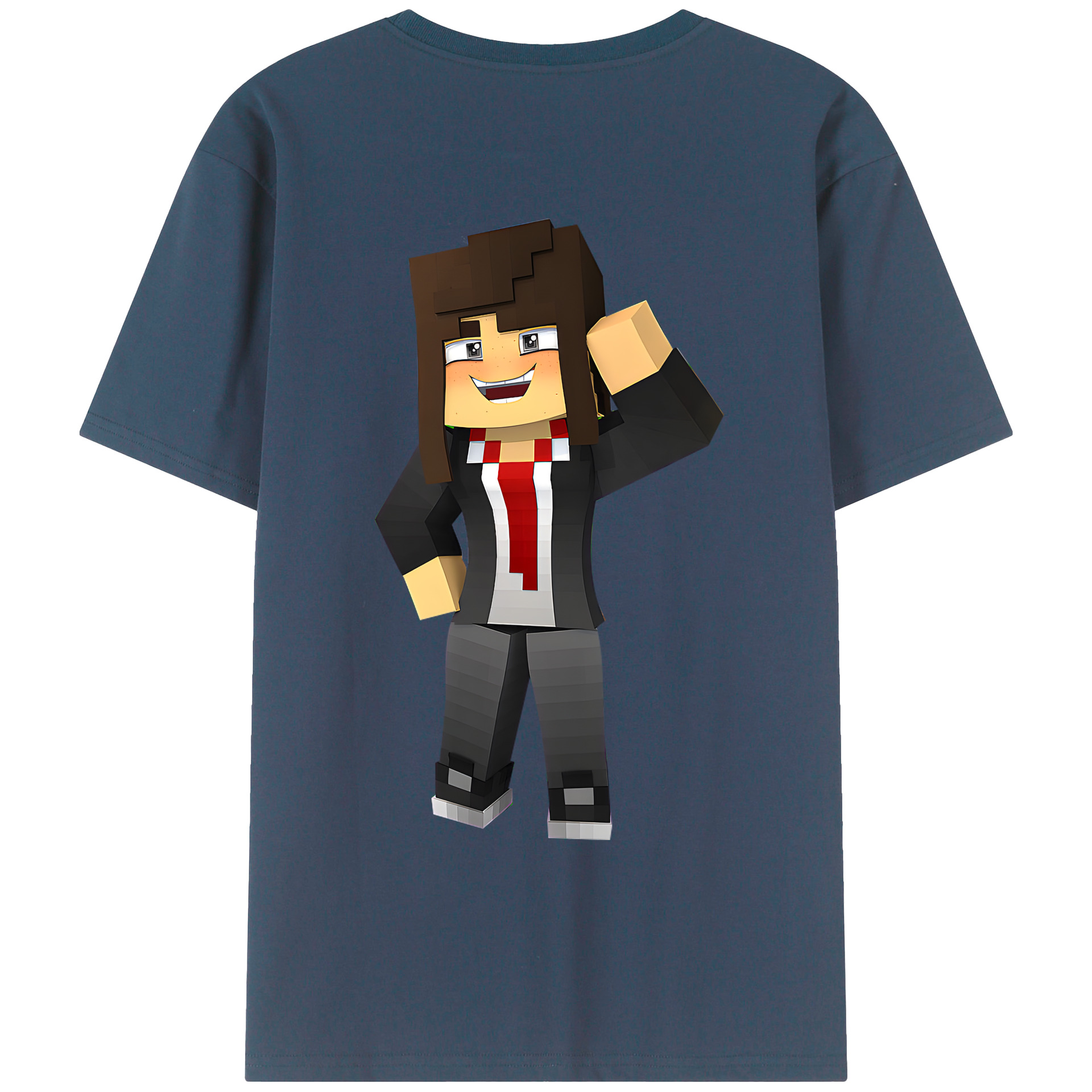 （画像用） マインクラフト ブロックの世界 Minecraft MC Block world 綿100％ メンズ半袖Tシャツ（バックプリント） 通気性