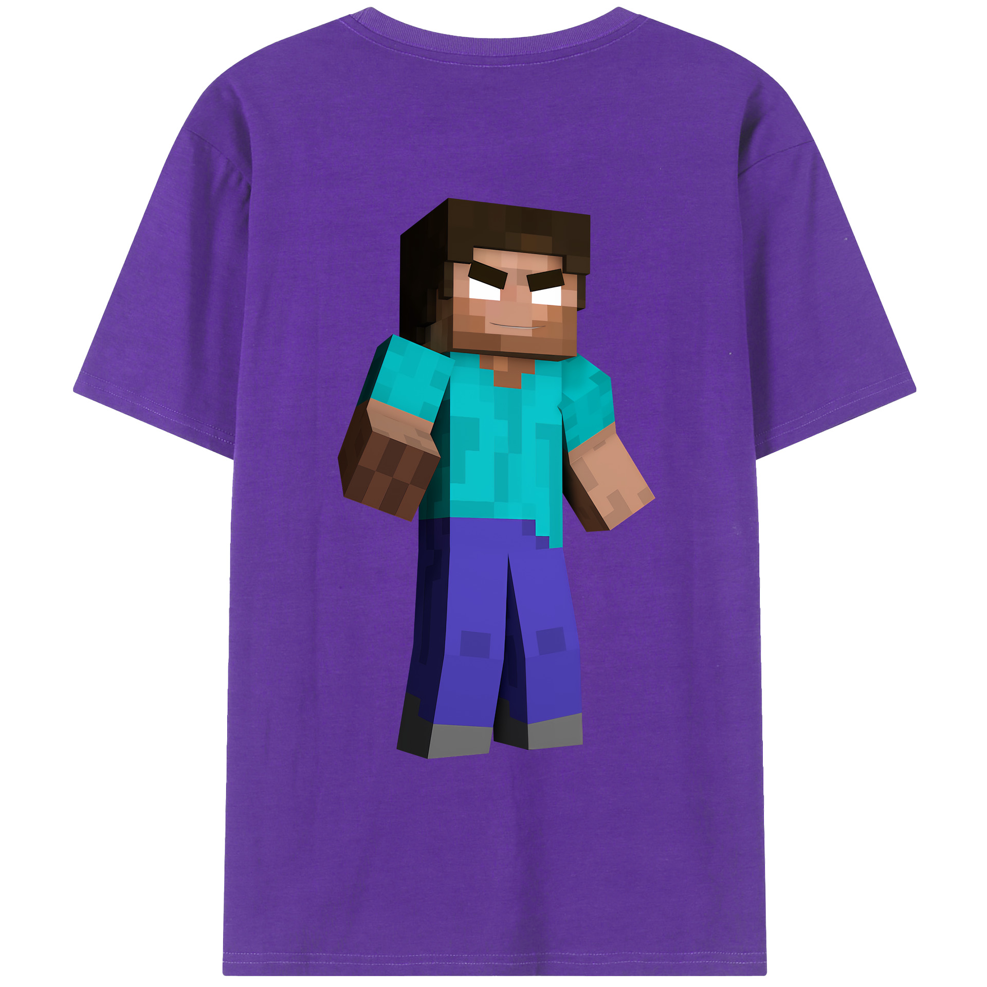 （画像用） マインクラフト ブロックの世界 Minecraft MC Block world 綿100％ メンズ半袖Tシャツ（バックプリント） 通気性