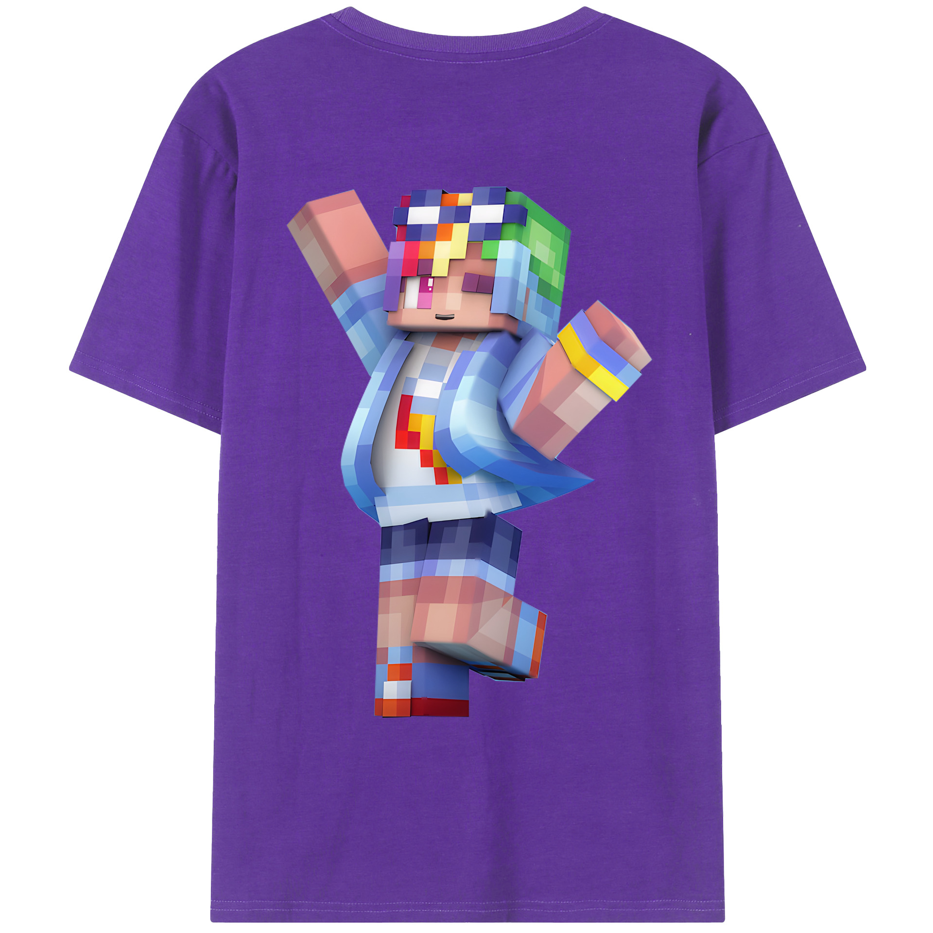 （画像用） マインクラフト ブロックの世界 Minecraft MC Block world 綿100％ メンズ半袖Tシャツ（バックプリント） 通気性