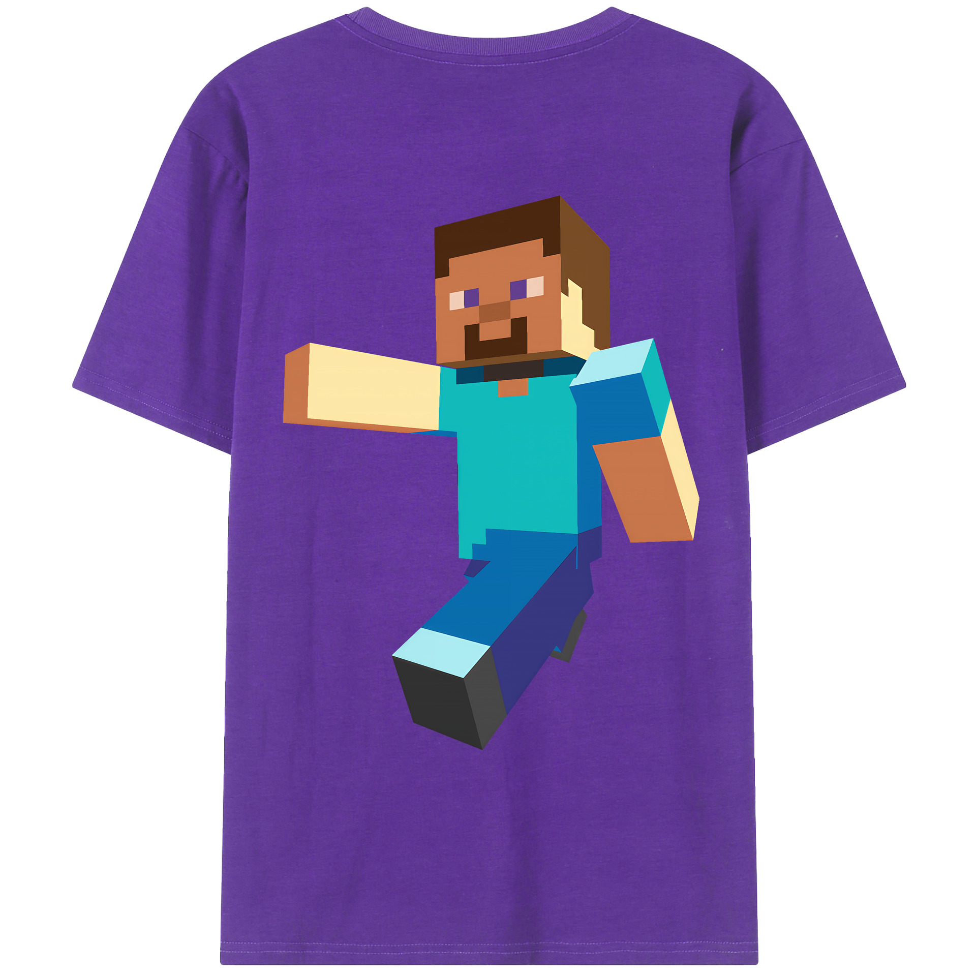 （画像用） マインクラフト ブロックの世界 Minecraft MC Block world 綿100％ メンズ半袖Tシャツ（バックプリント） 通気性
