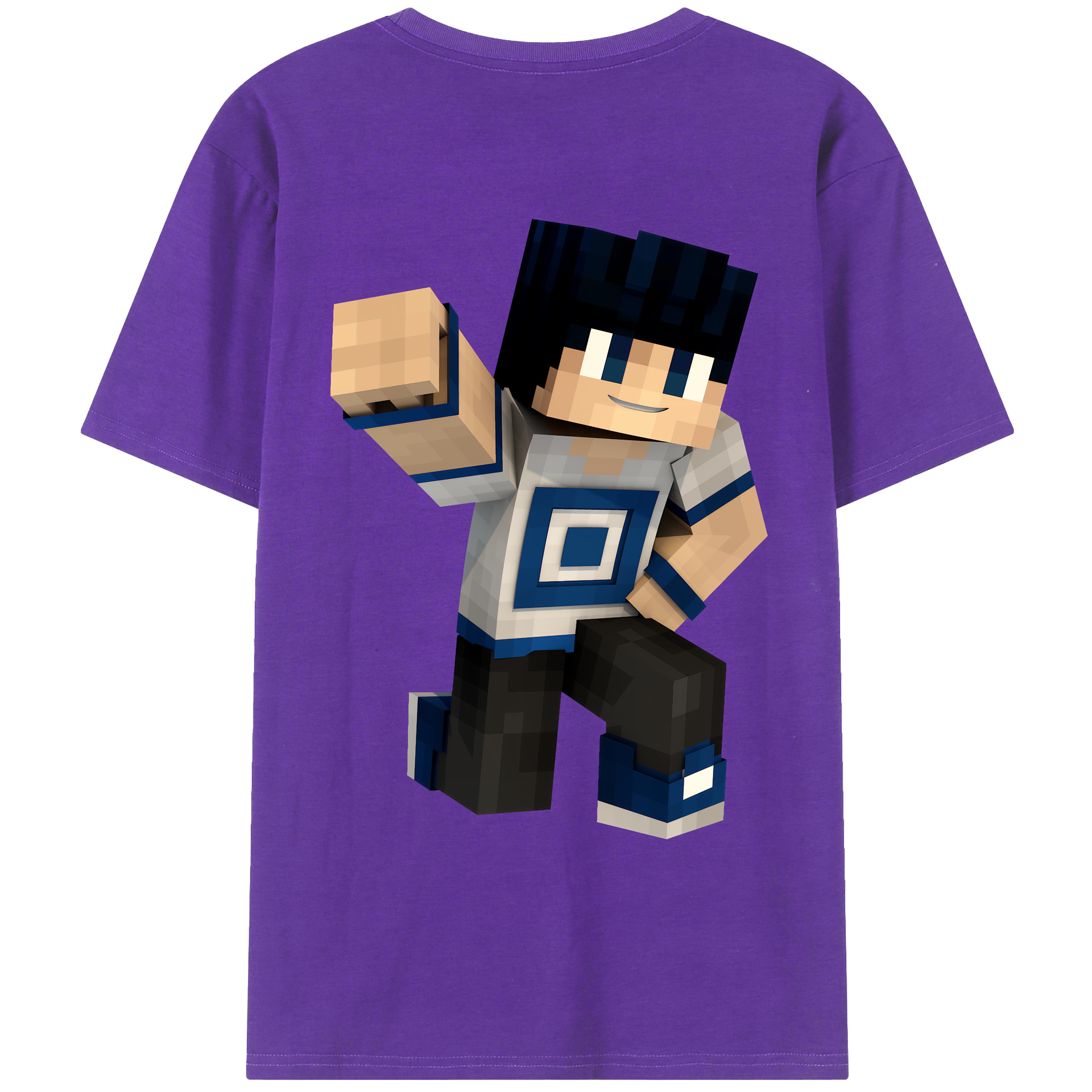 （画像用） マインクラフト ブロックの世界 Minecraft MC Block world 綿100％ メンズ半袖Tシャツ（バックプリント） 通気性