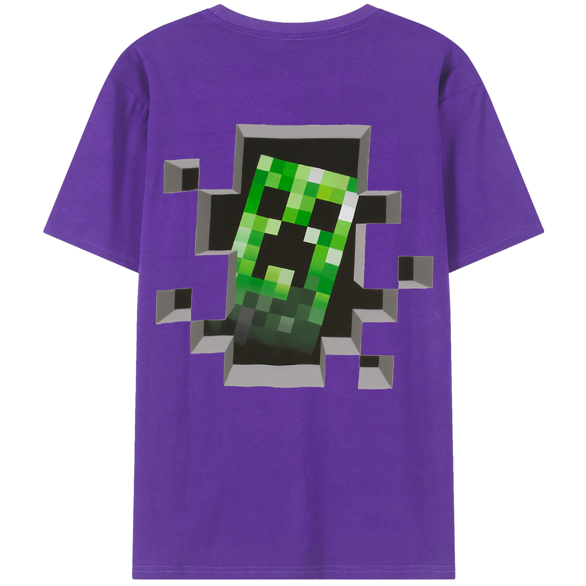 （画像用） マインクラフト ブロックの世界 Minecraft MC Block world 綿100％ メンズ半袖Tシャツ（バックプリント） 通気性