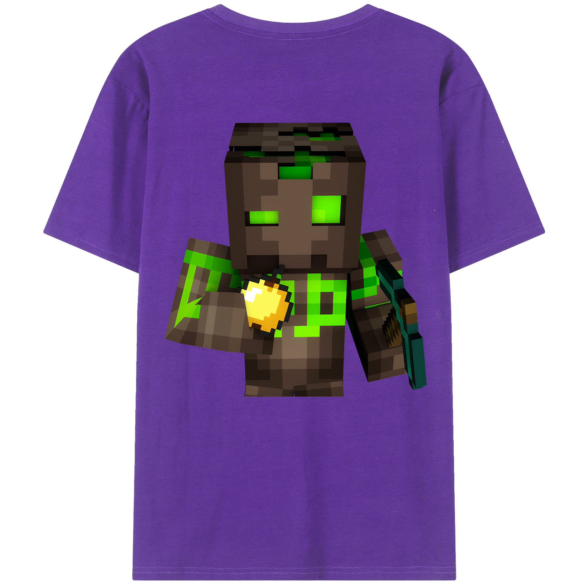 （画像用） マインクラフト ブロックの世界 Minecraft MC Block world 綿100％ メンズ半袖Tシャツ（バックプリント） 通気性