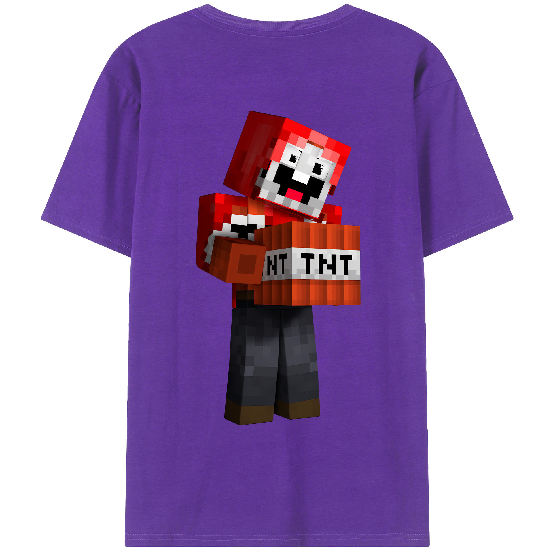 （画像用） マインクラフト ブロックの世界 Minecraft MC Block world 綿100％ メンズ半袖Tシャツ（バックプリント） 通気性