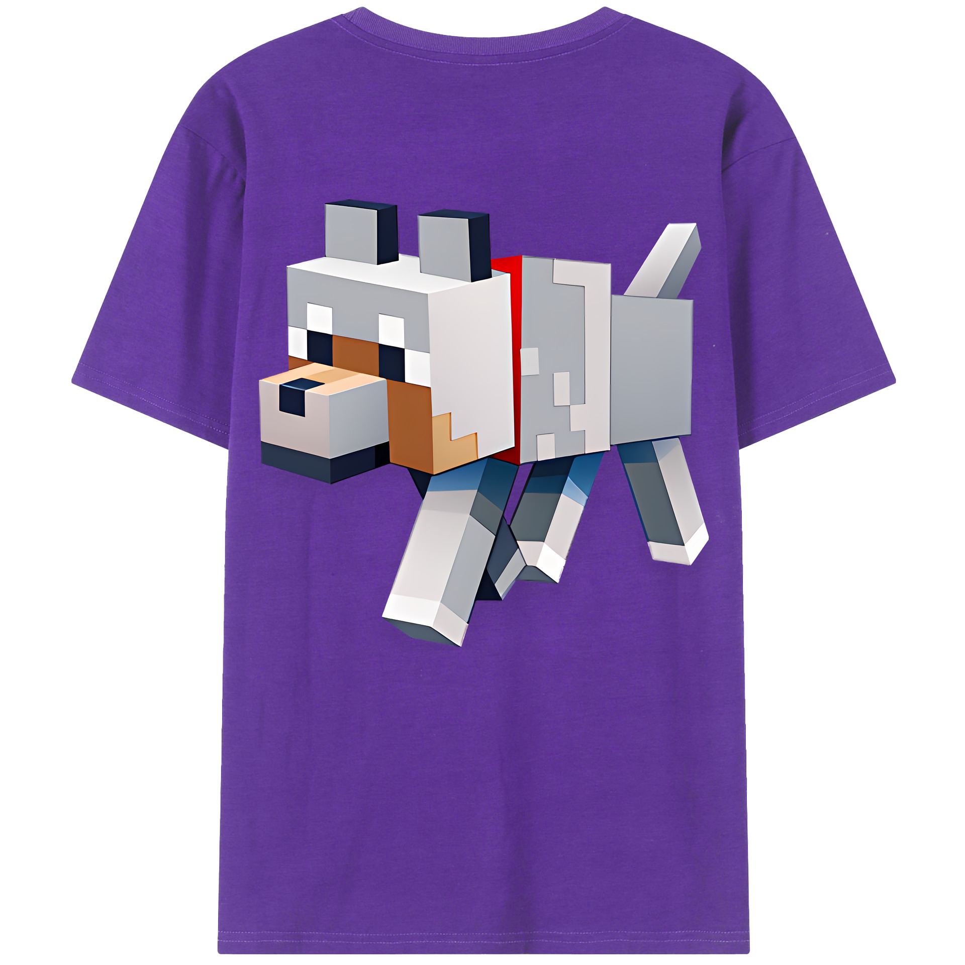 （画像用） マインクラフト ブロックの世界 Minecraft MC Block world 綿100％ メンズ半袖Tシャツ（バックプリント） 通気性