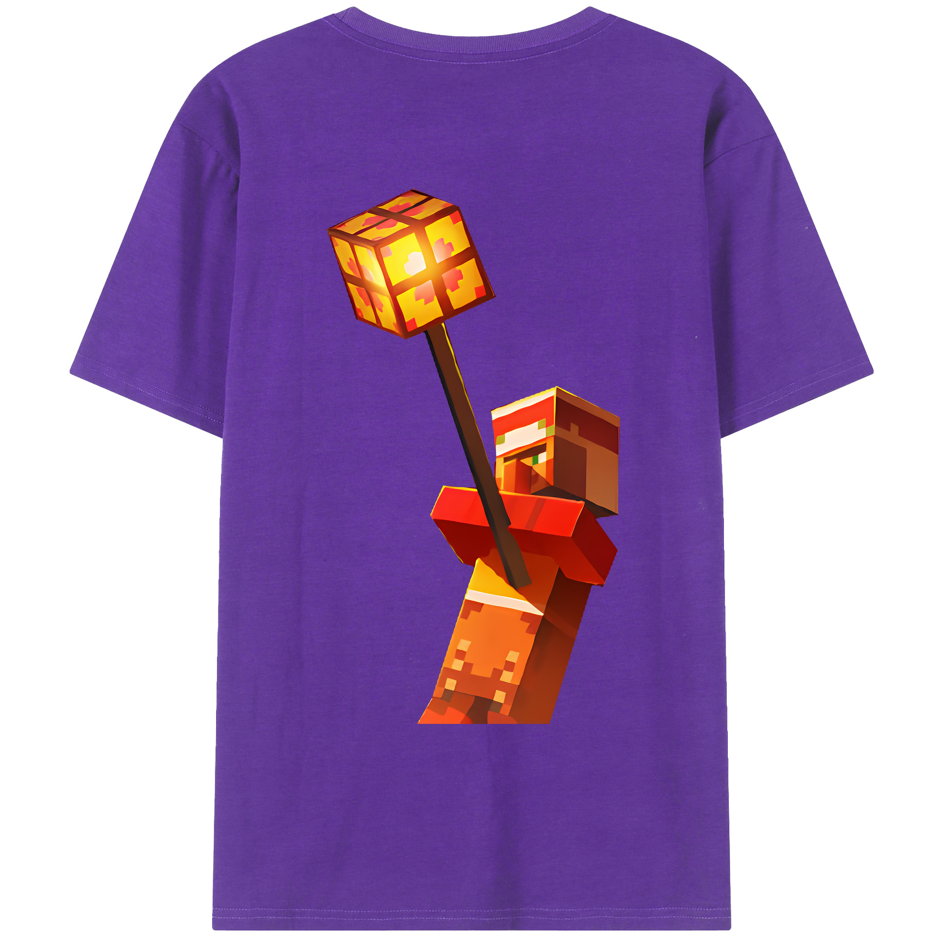 （画像用） マインクラフト ブロックの世界 Minecraft MC Block world 綿100％ メンズ半袖Tシャツ（バックプリント） 通気性