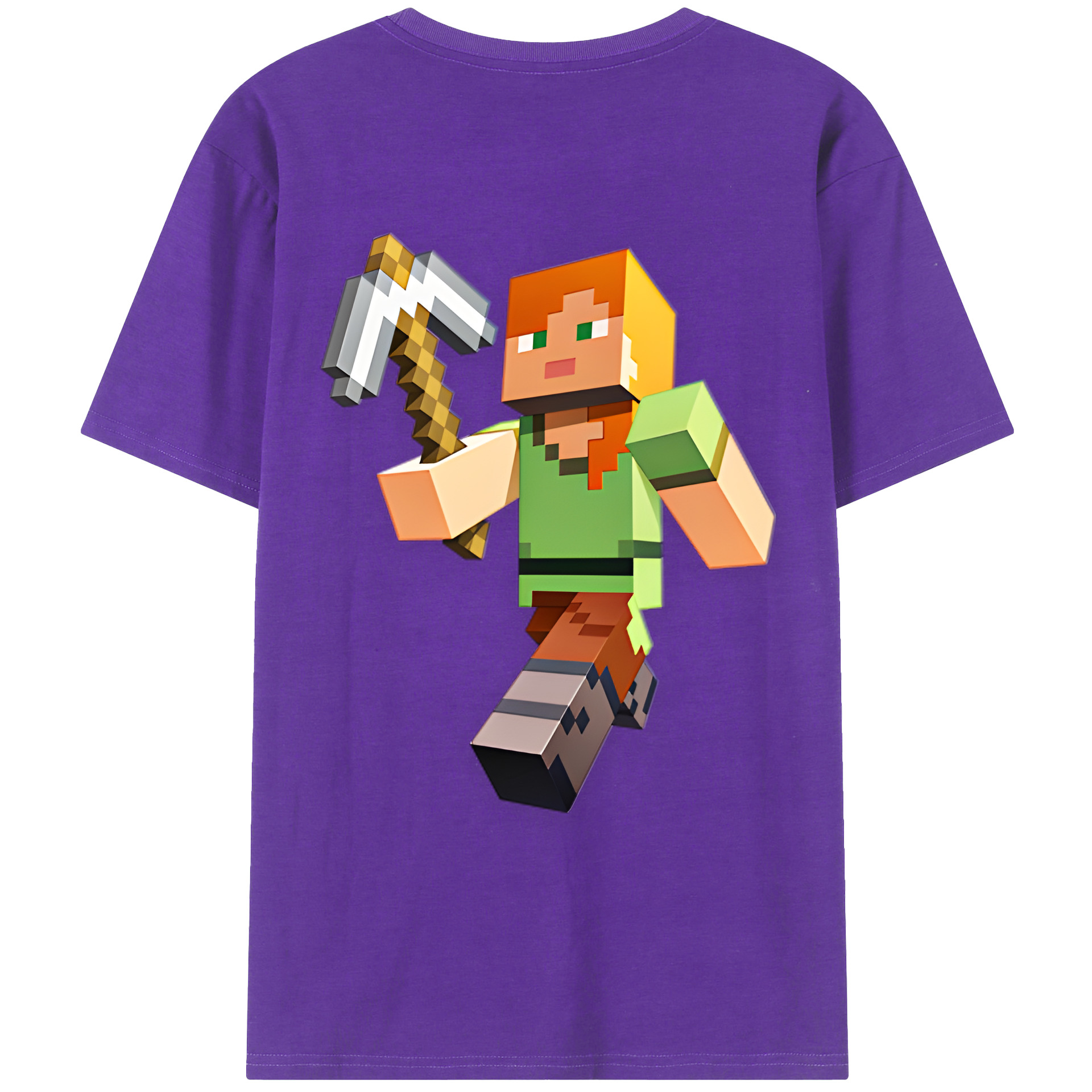 （画像用） マインクラフト ブロックの世界 Minecraft MC Block world 綿100％ メンズ半袖Tシャツ（バックプリント） 通気性