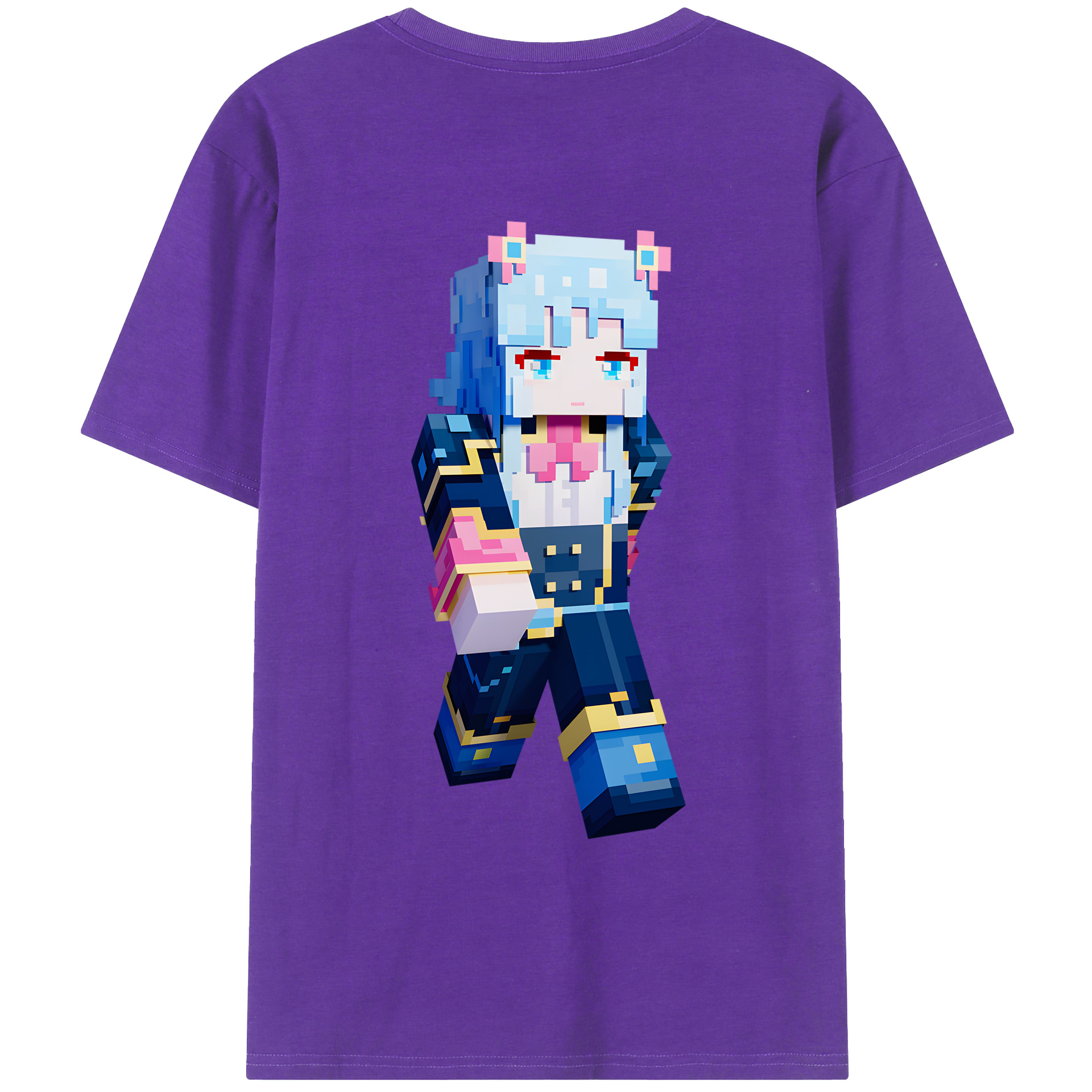 （画像用） マインクラフト ブロックの世界 Minecraft MC Block world 綿100％ メンズ半袖Tシャツ（バックプリント） 通気性