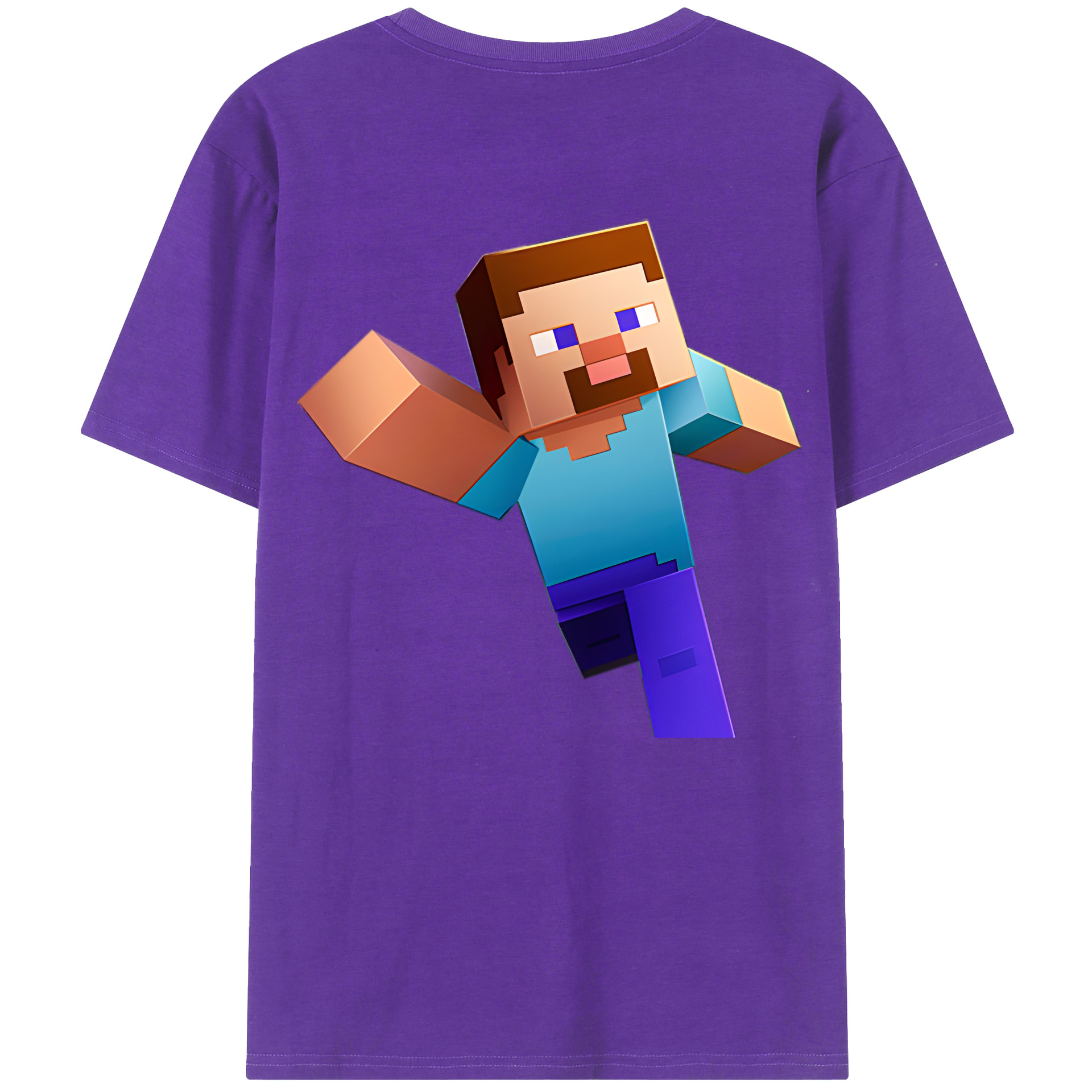 （画像用） マインクラフト ブロックの世界 Minecraft MC Block world 綿100％ メンズ半袖Tシャツ（バックプリント） 通気性