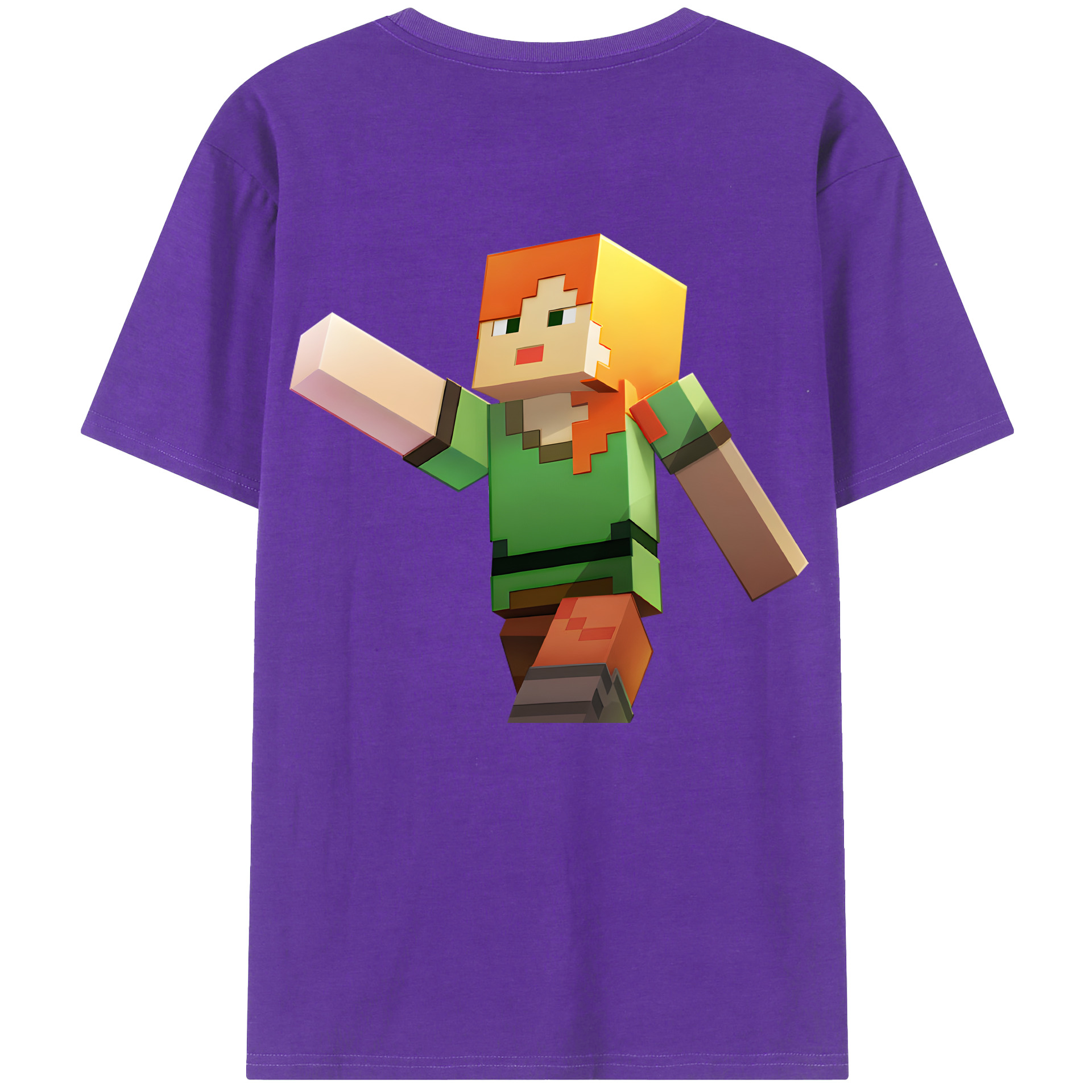 （画像用） マインクラフト ブロックの世界 Minecraft MC Block world 綿100％ メンズ半袖Tシャツ（バックプリント） 通気性
