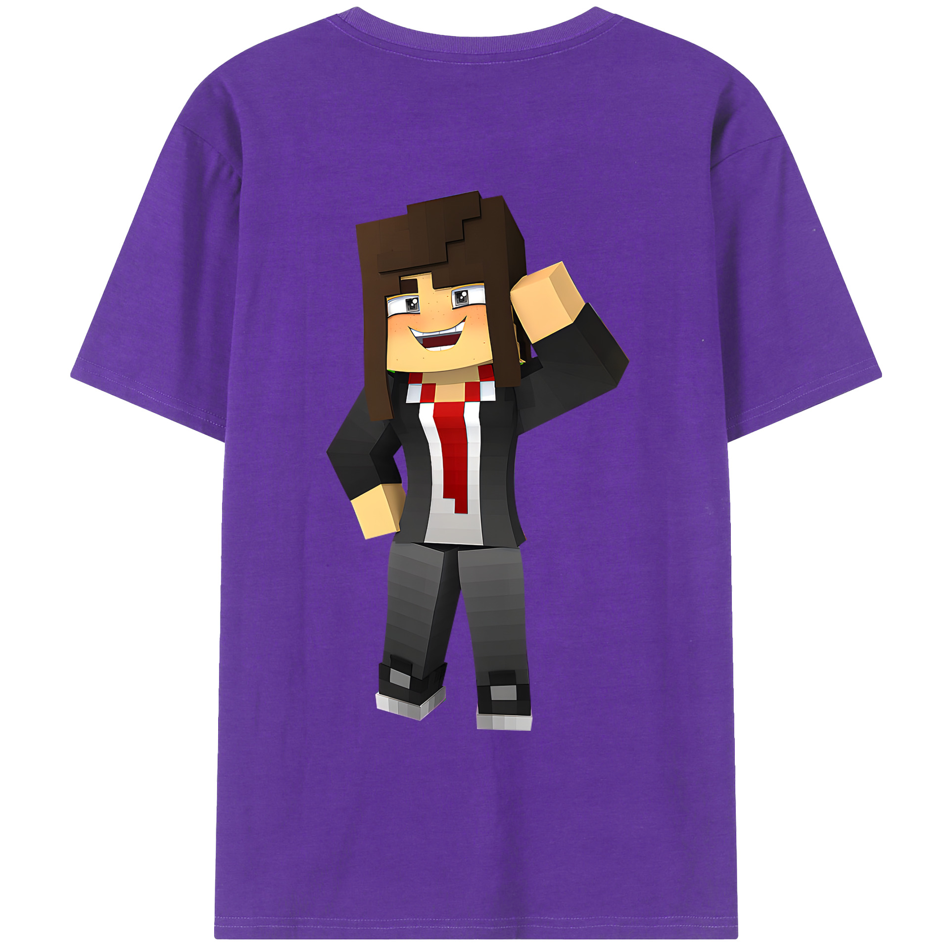 （画像用） マインクラフト ブロックの世界 Minecraft MC Block world 綿100％ メンズ半袖Tシャツ（バックプリント） 通気性