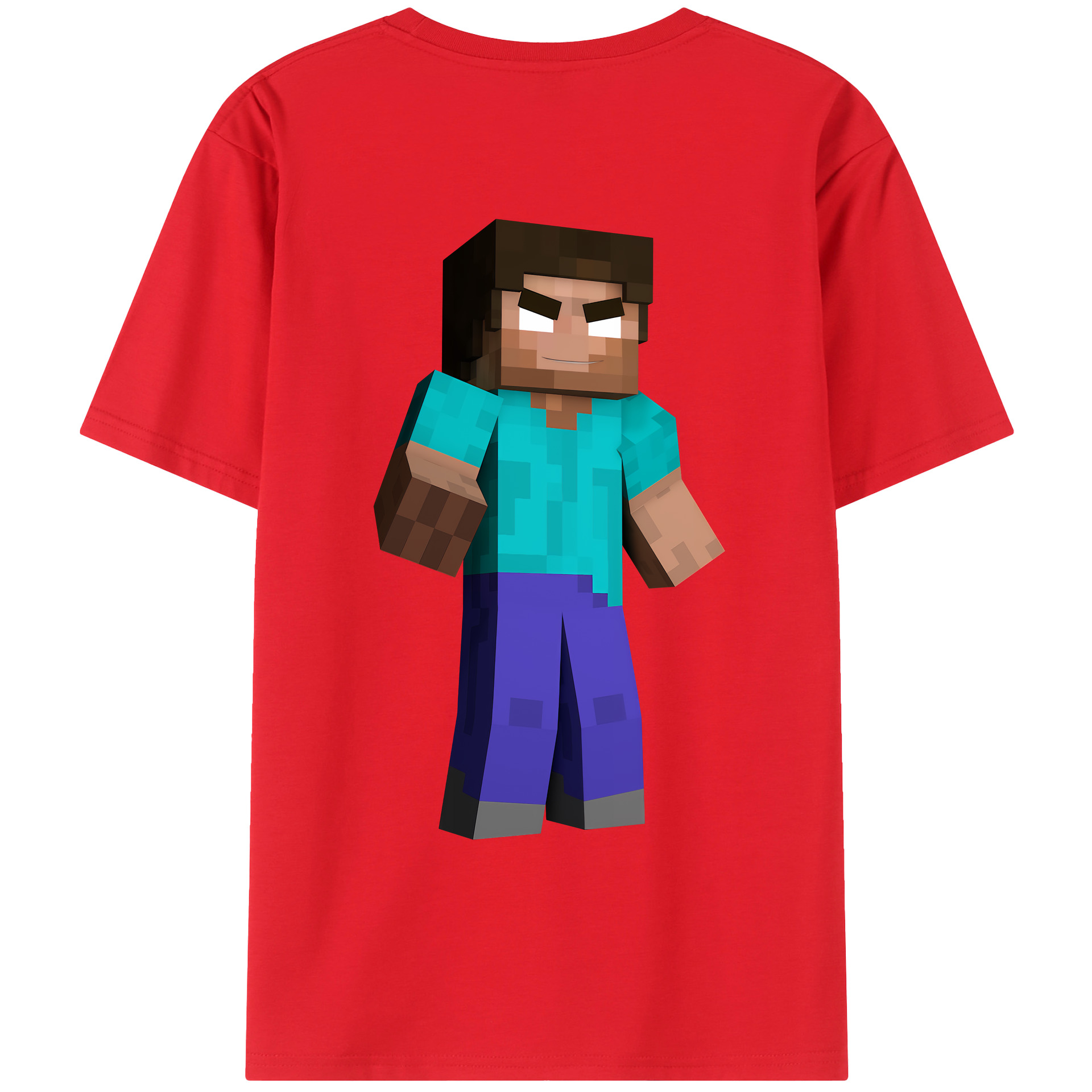 （画像用） マインクラフト ブロックの世界 Minecraft MC Block world 綿100％ メンズ半袖Tシャツ（バックプリント） 通気性