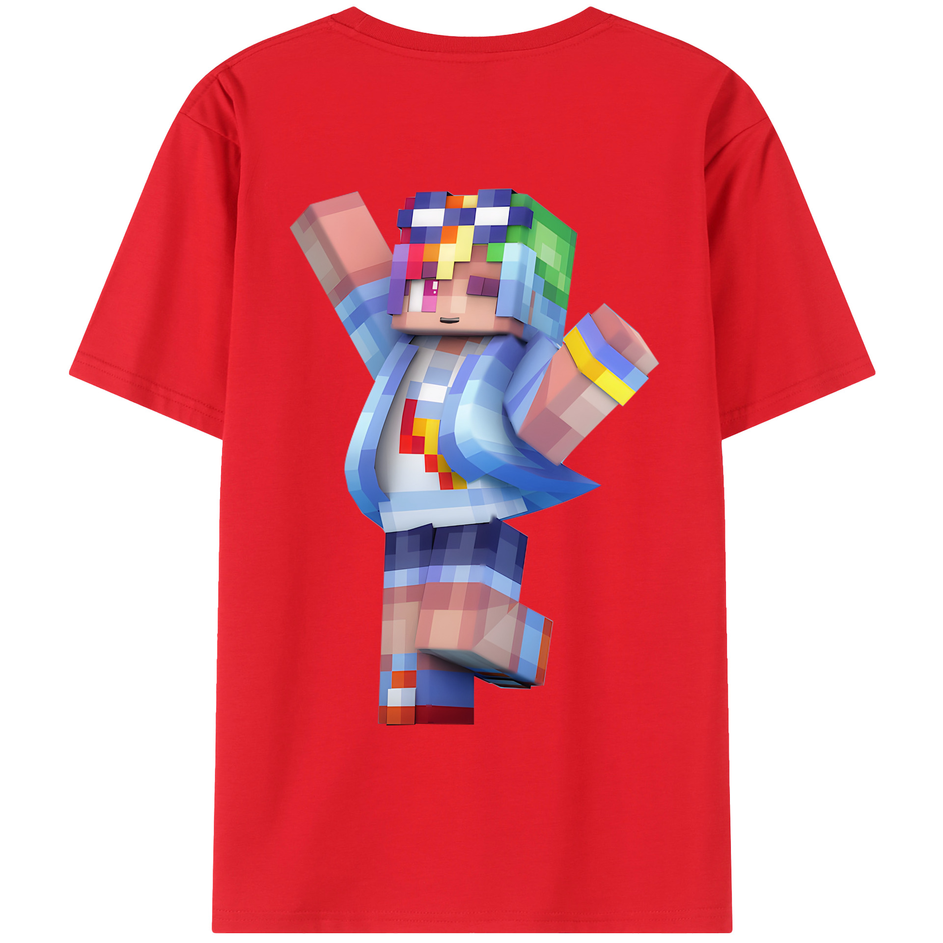 （画像用） マインクラフト ブロックの世界 Minecraft MC Block world 綿100％ メンズ半袖Tシャツ（バックプリント） 通気性