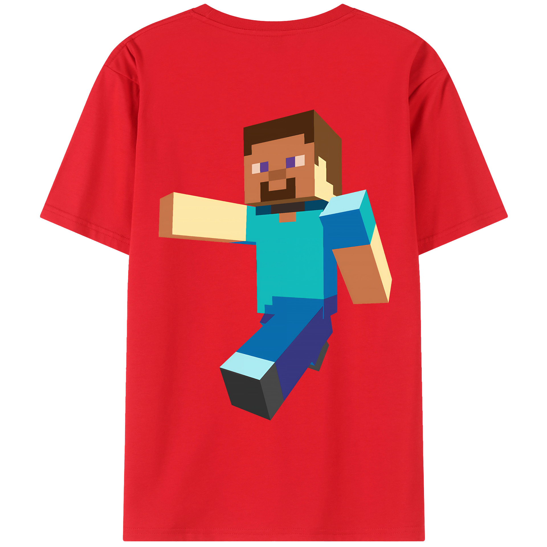 （画像用） マインクラフト ブロックの世界 Minecraft MC Block world 綿100％ メンズ半袖Tシャツ（バックプリント） 通気性