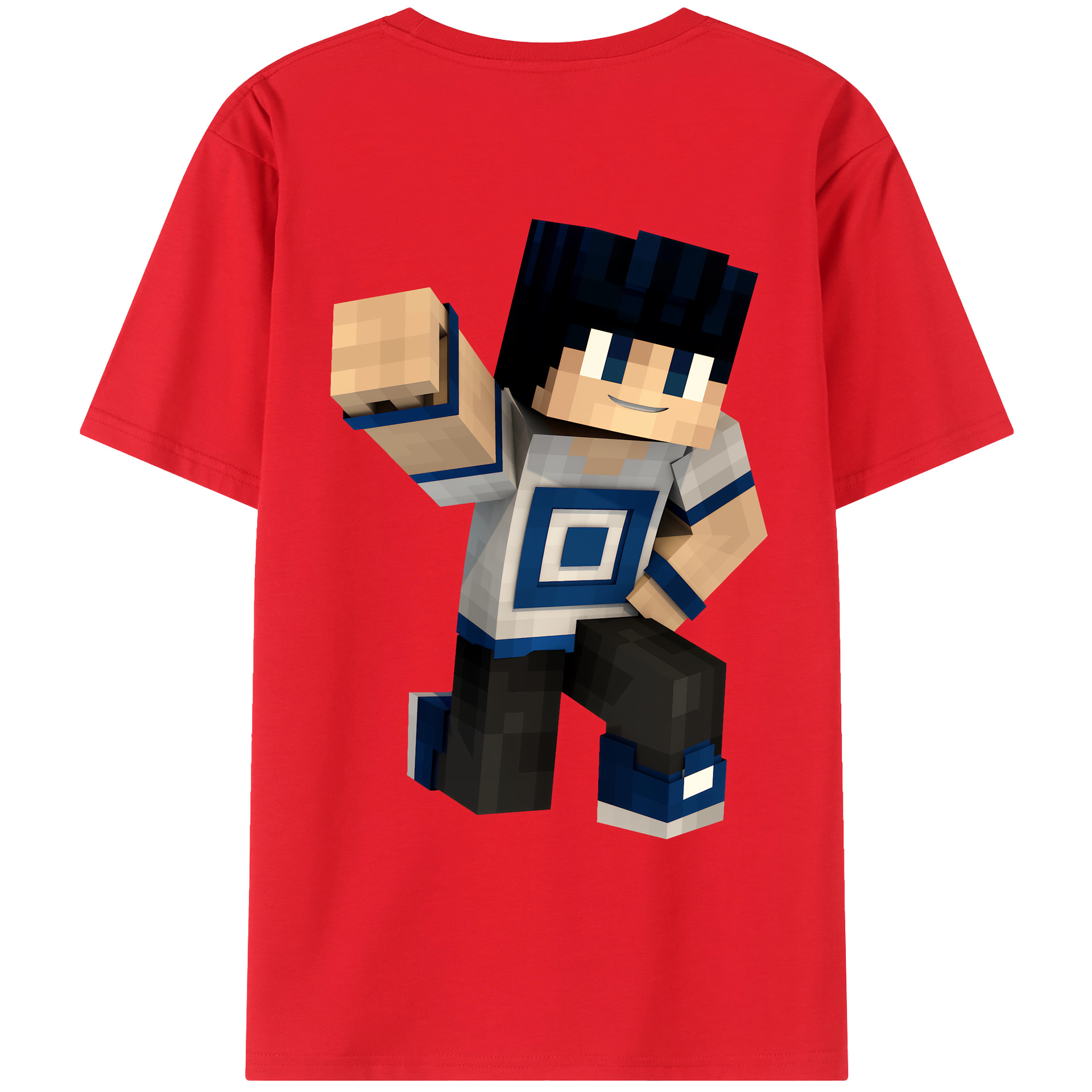 （画像用） マインクラフト ブロックの世界 Minecraft MC Block world 綿100％ メンズ半袖Tシャツ（バックプリント） 通気性