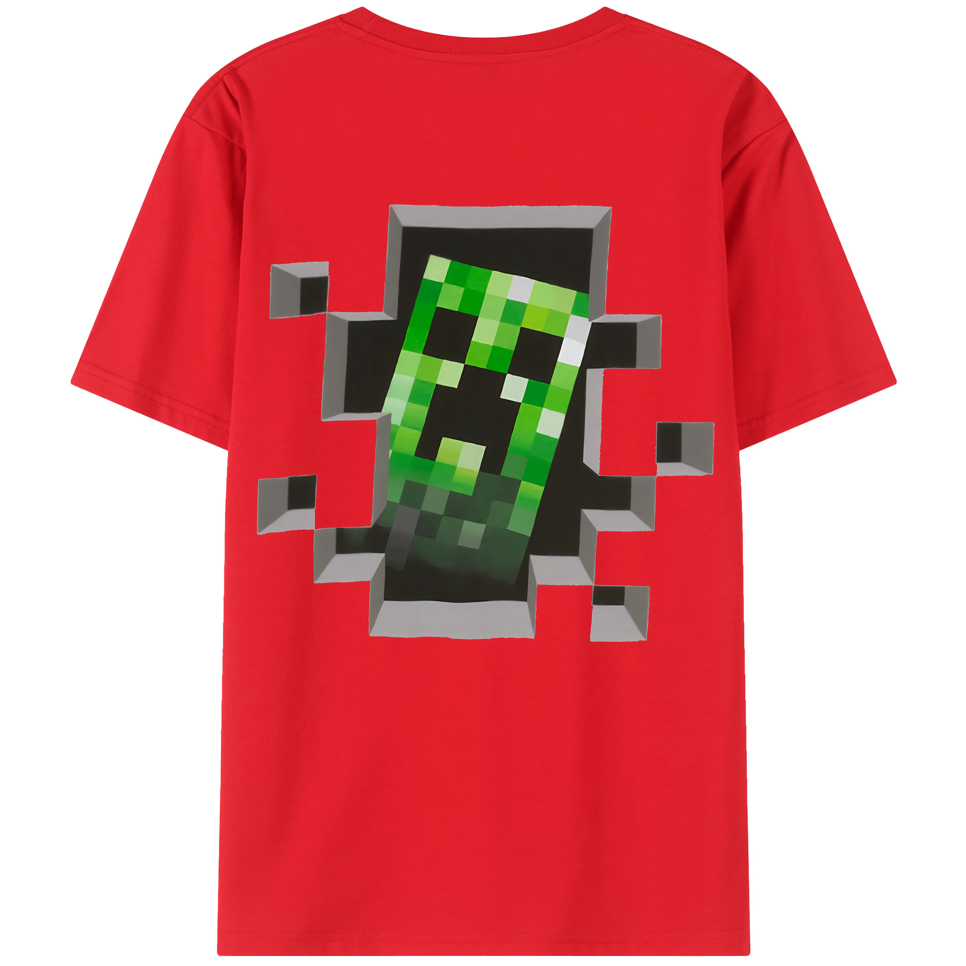 （画像用） マインクラフト ブロックの世界 Minecraft MC Block world 綿100％ メンズ半袖Tシャツ（バックプリント） 通気性