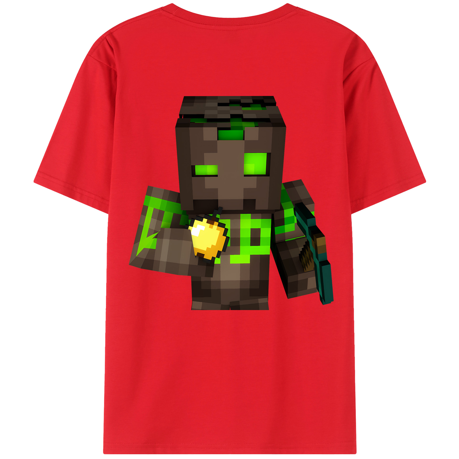 （画像用） マインクラフト ブロックの世界 Minecraft MC Block world 綿100％ メンズ半袖Tシャツ（バックプリント） 通気性