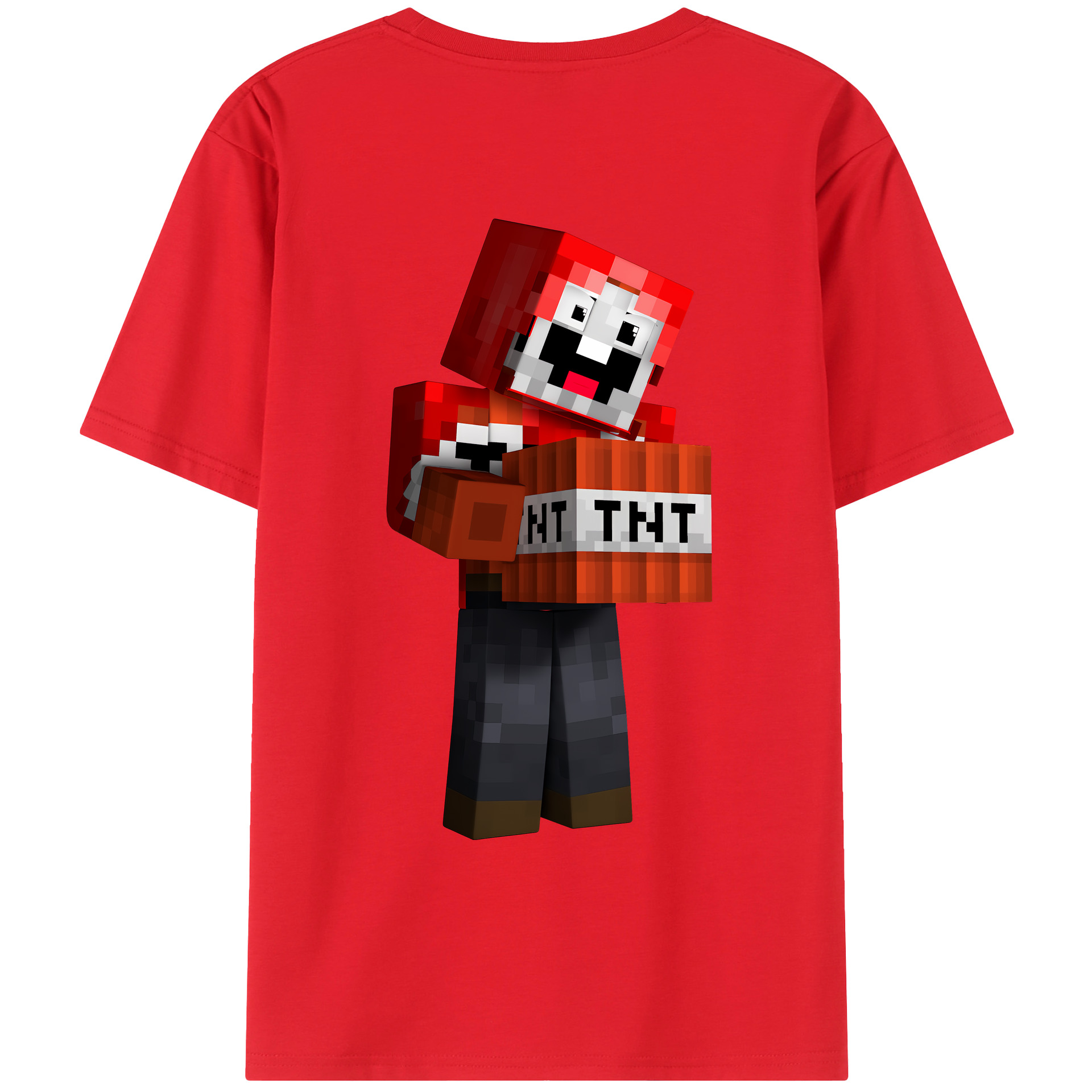 （画像用） マインクラフト ブロックの世界 Minecraft MC Block world 綿100％ メンズ半袖Tシャツ（バックプリント） 通気性