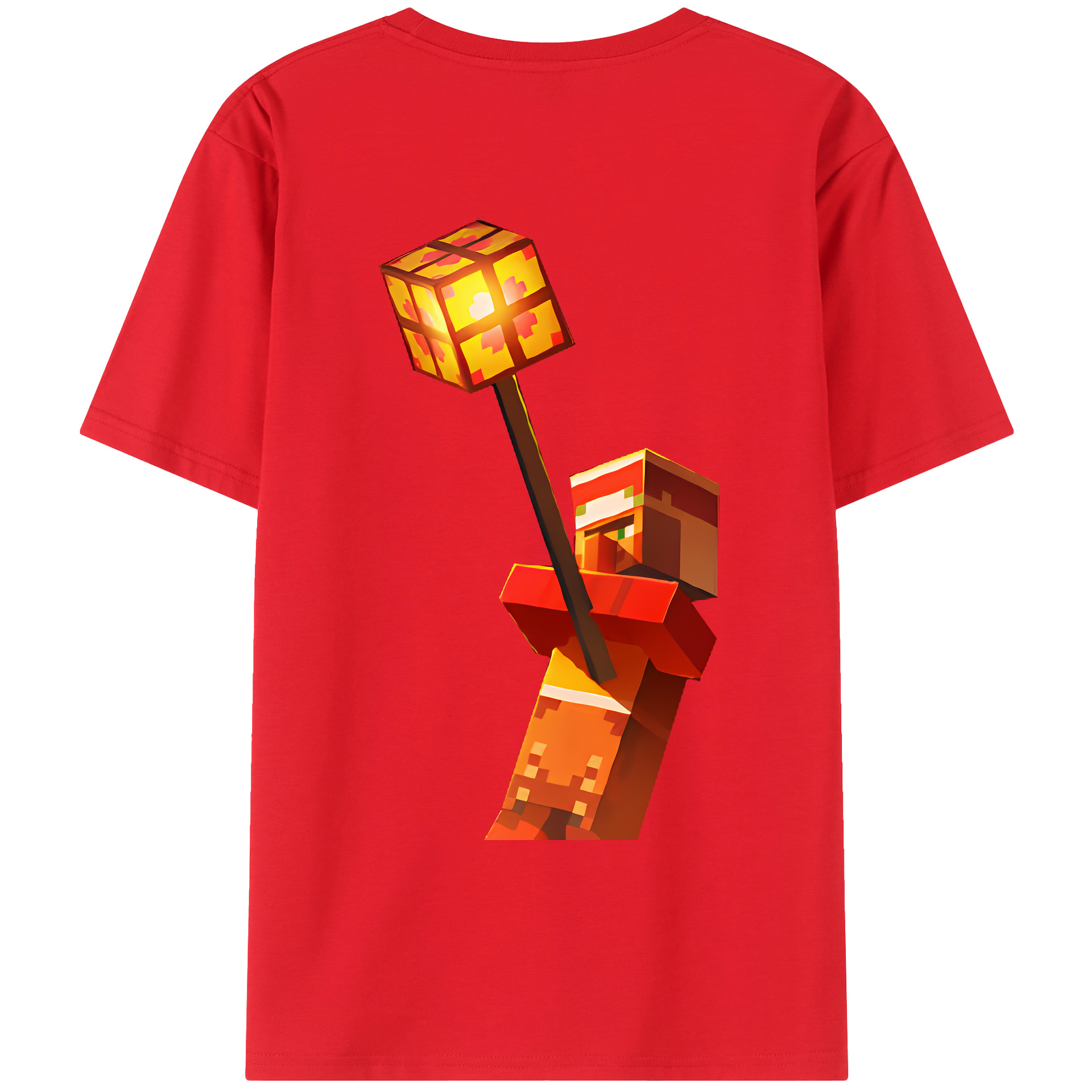 （画像用） マインクラフト ブロックの世界 Minecraft MC Block world 綿100％ メンズ半袖Tシャツ（バックプリント） 通気性