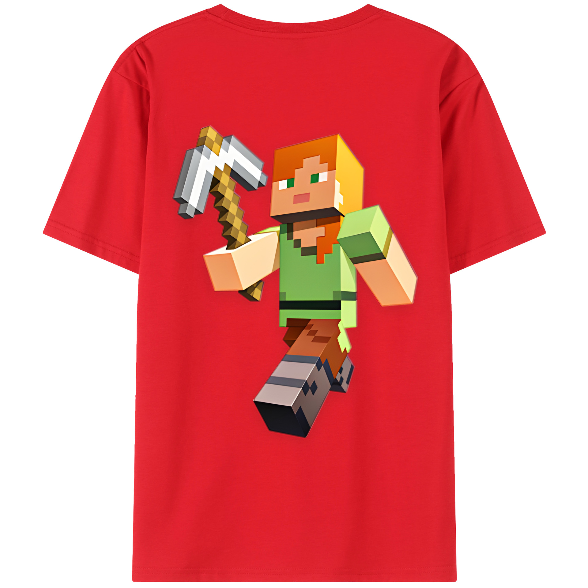 （画像用） マインクラフト ブロックの世界 Minecraft MC Block world 綿100％ メンズ半袖Tシャツ（バックプリント） 通気性